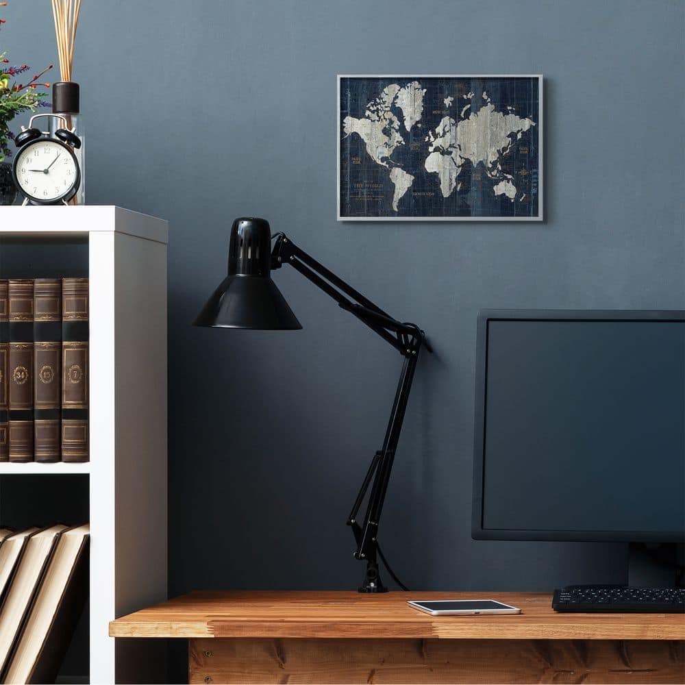 Stupell Industries Distressed Antique World Map Rustic Aesthetic Framed Wall Art