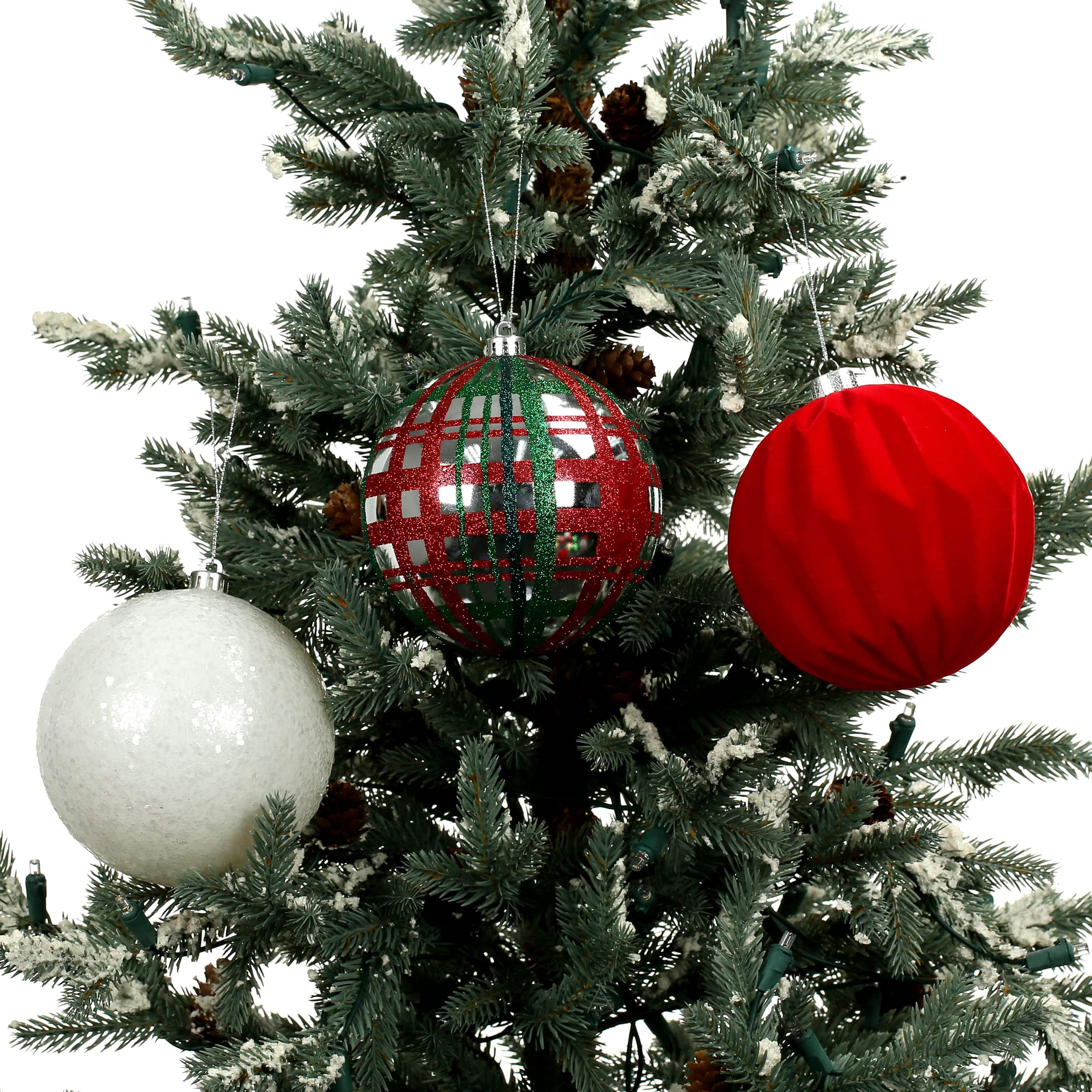 Assorted 4 Pack 4.7&#x22; Red, Green &#x26; White Peppermint Lane Shatterproof Ball Ornaments, 1pc. by Ashland&#xAE;