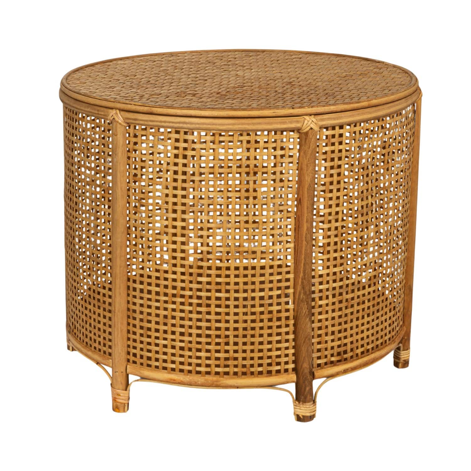 Hello Honey® Round Bamboo & Rattan Accent Table