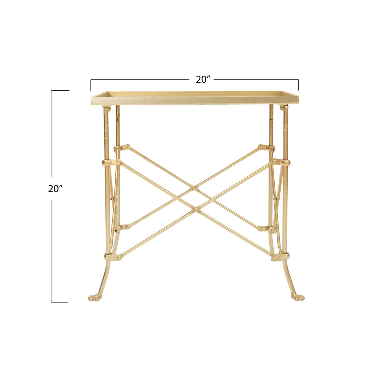 Hello Honey® 20" Gold Tray-Style Rectangle Metal Accent Table