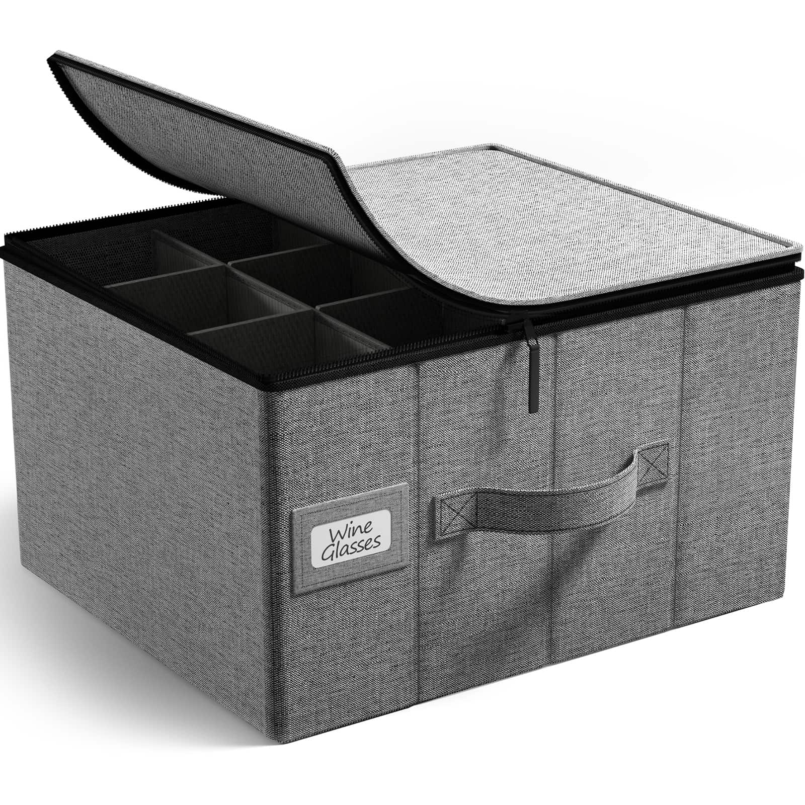 Sorbus 15.75" Gray Stemware Storage Chest