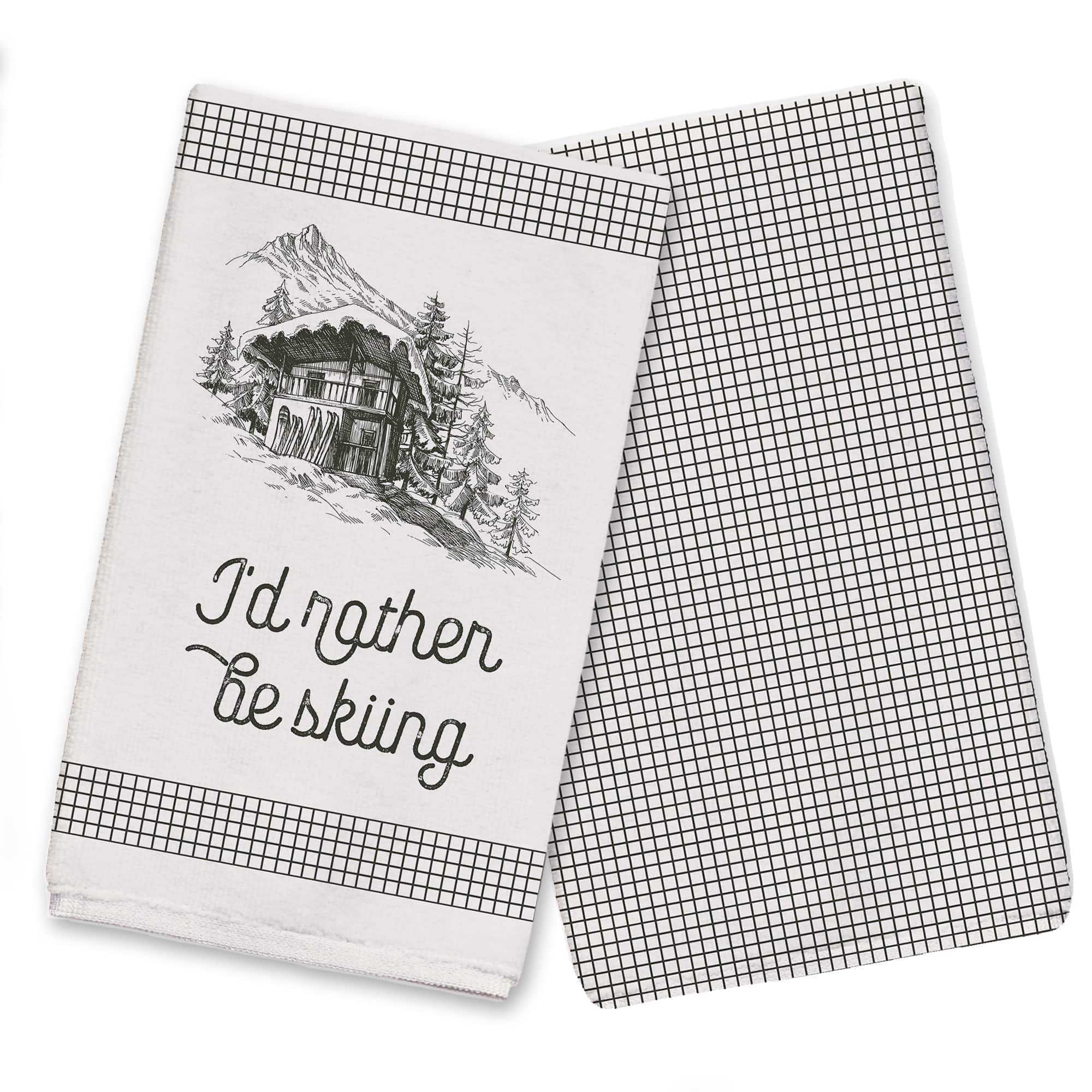 Rather Be Skiing Cabin Tea Towels - Set of 2
