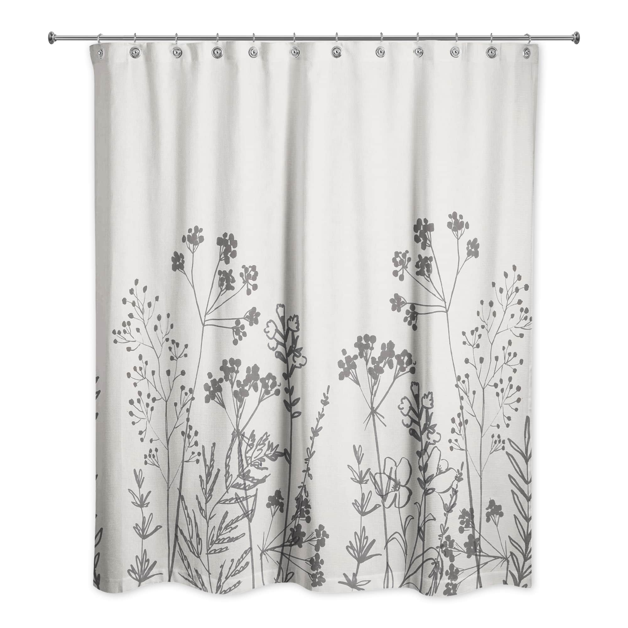 Sketched Florals 71&#x22; x 74&#x22; Shower Curtain