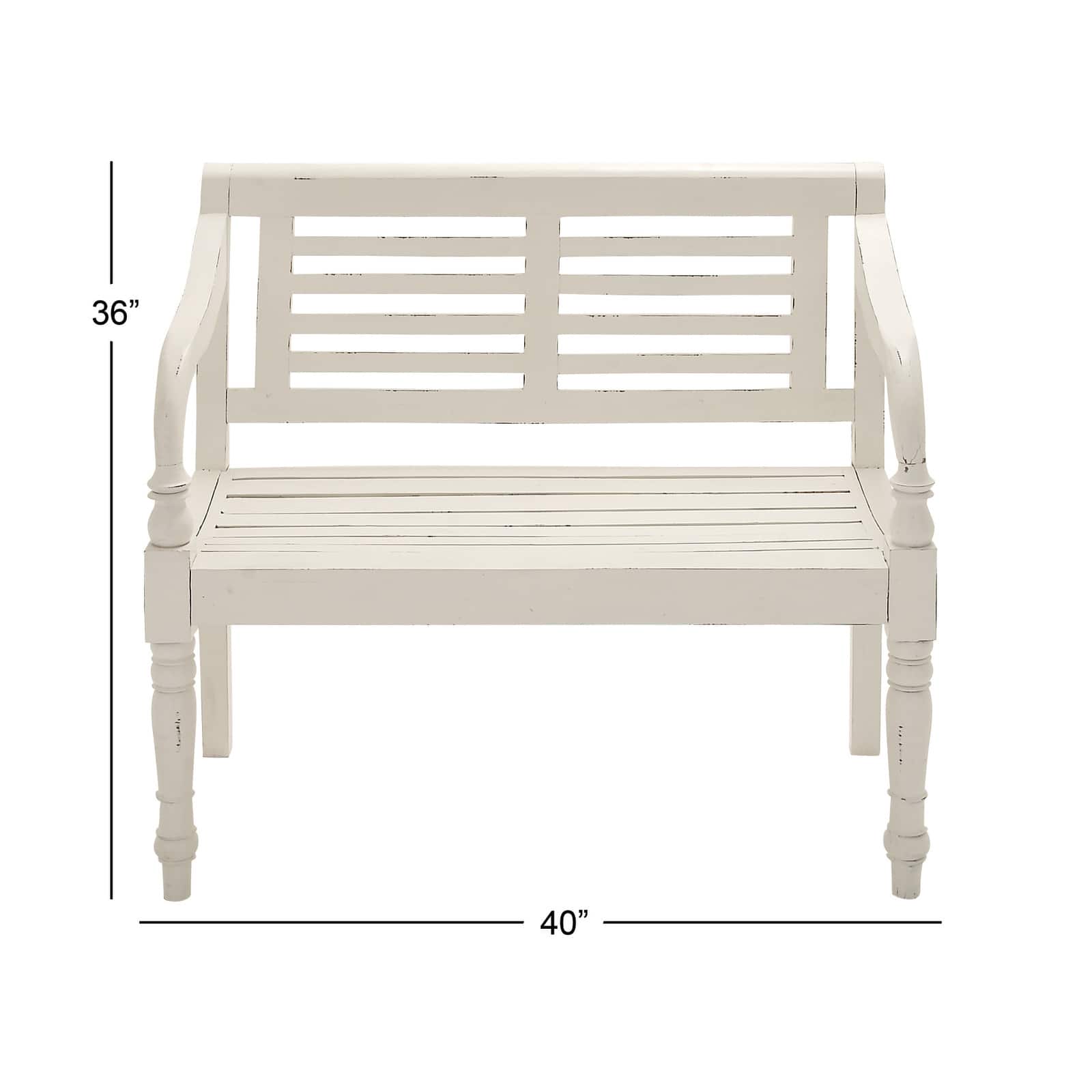 3.5ft. White Mahogany Farmhouse Bench