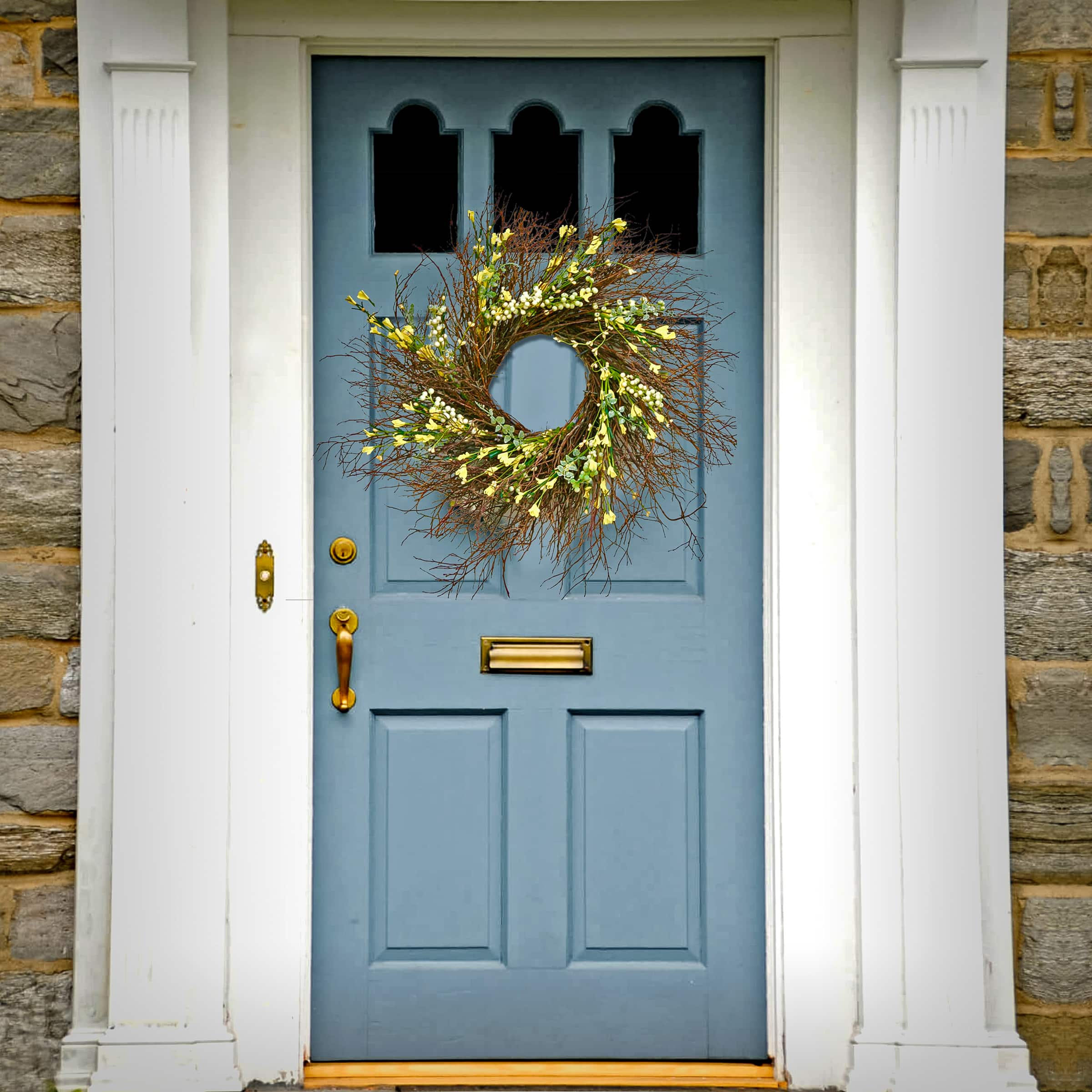 24&#x22; Spring Yellow Forsythia Wreath