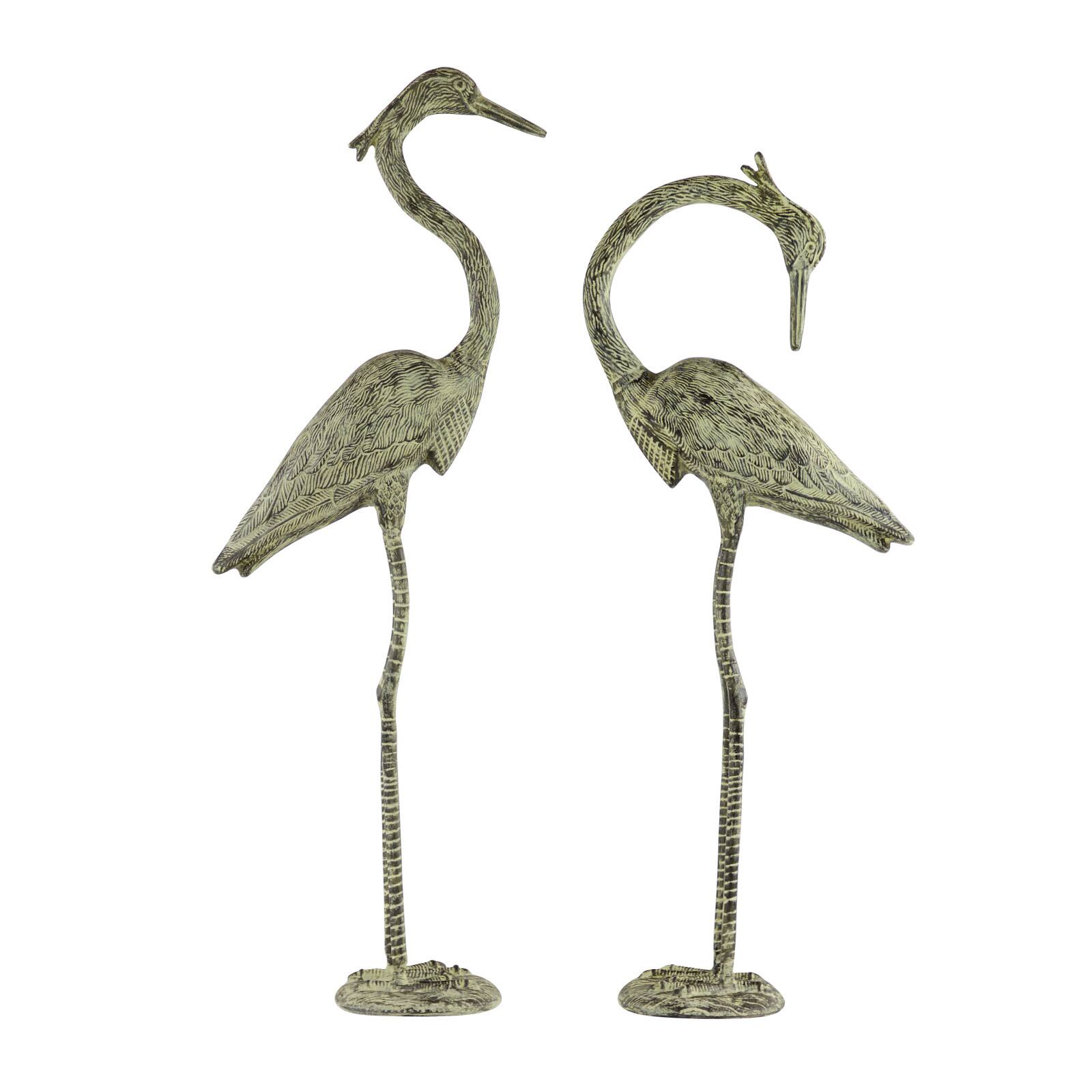 Yellow Aluminum Coastal Bird Garden Sculpture Set