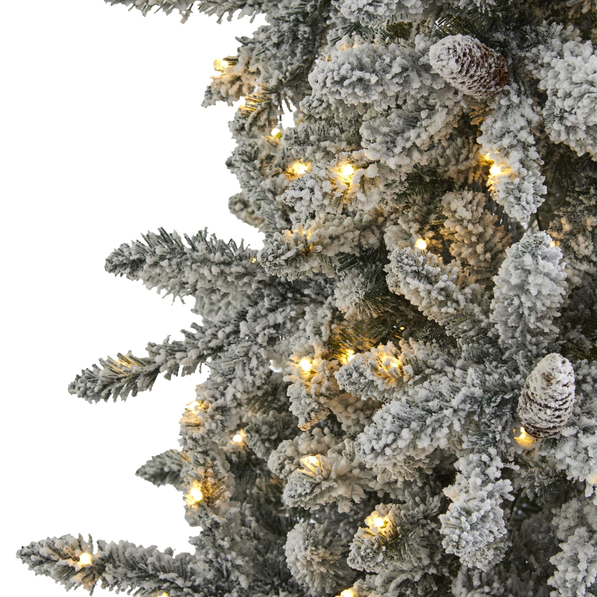 7.5ft. Pre-Lit Flocked Livingston Fir Artificial Christmas Tree with Pinecones and Clear Warm LED Lights