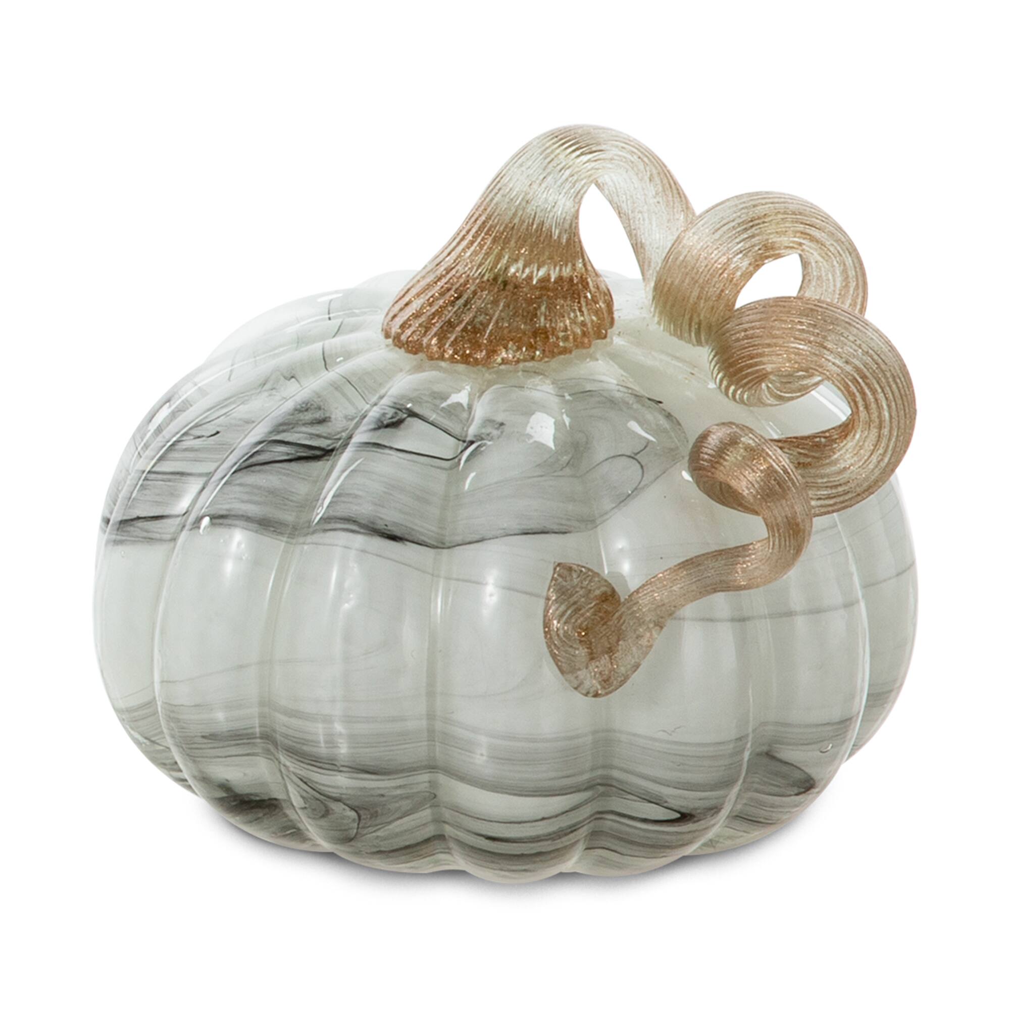 Glitzhome&#xAE; Small Marble Glass Pumpkin, Gray