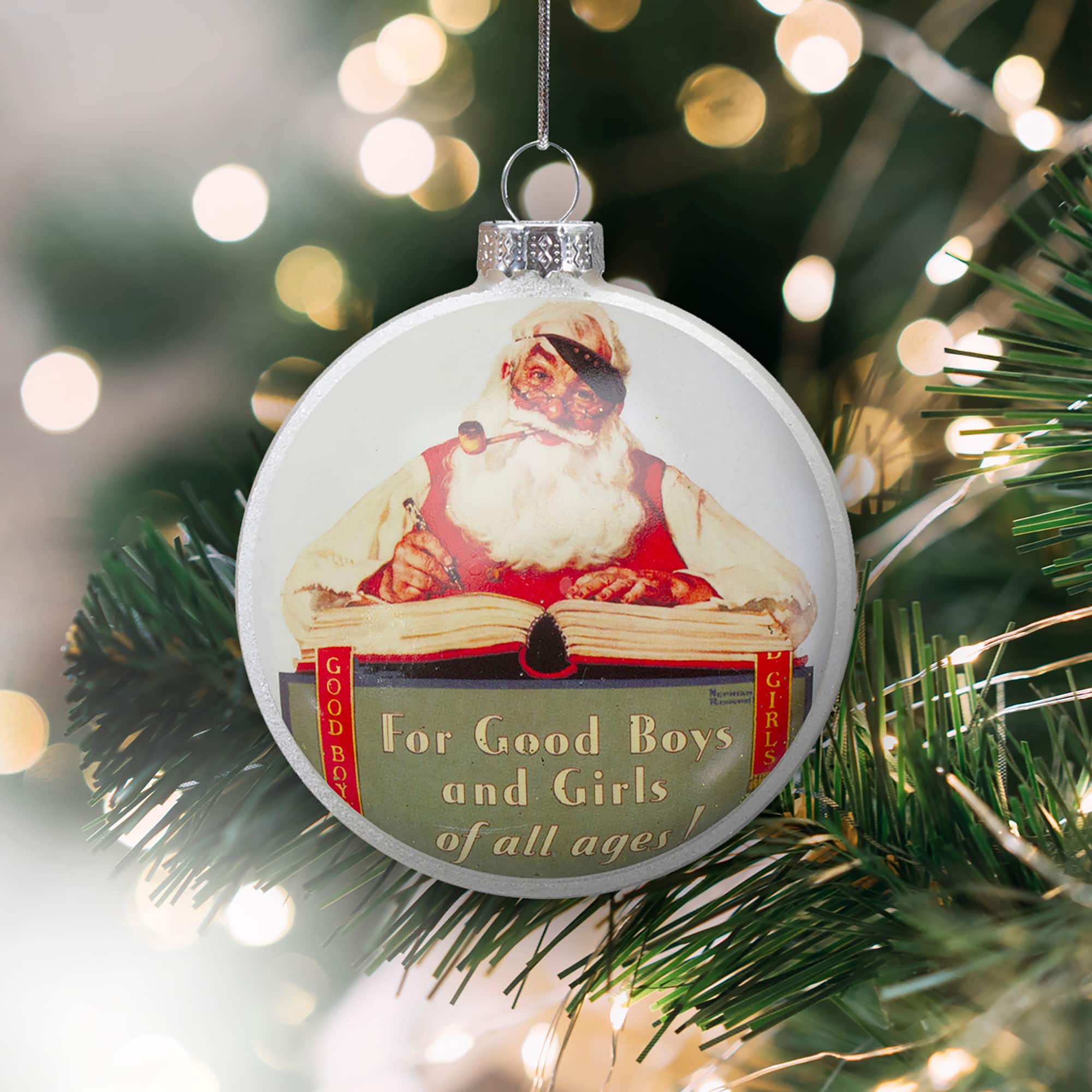 3" Norman Rockwell No Christmas Problem Now Glass Disc Ornament