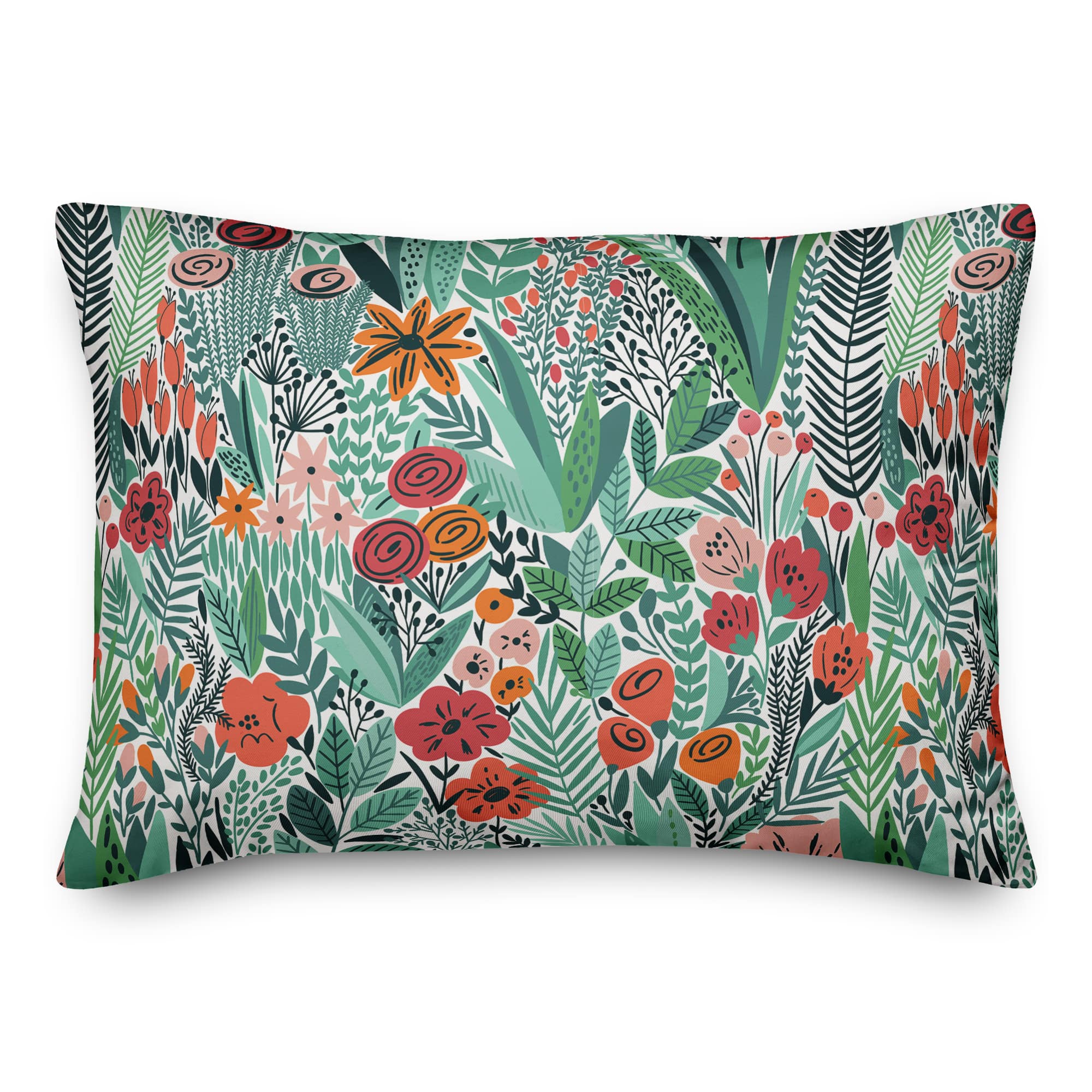 Lush Floral Pattern 14&#x22; x 20&#x22; Indoor / Outdoor Pillow