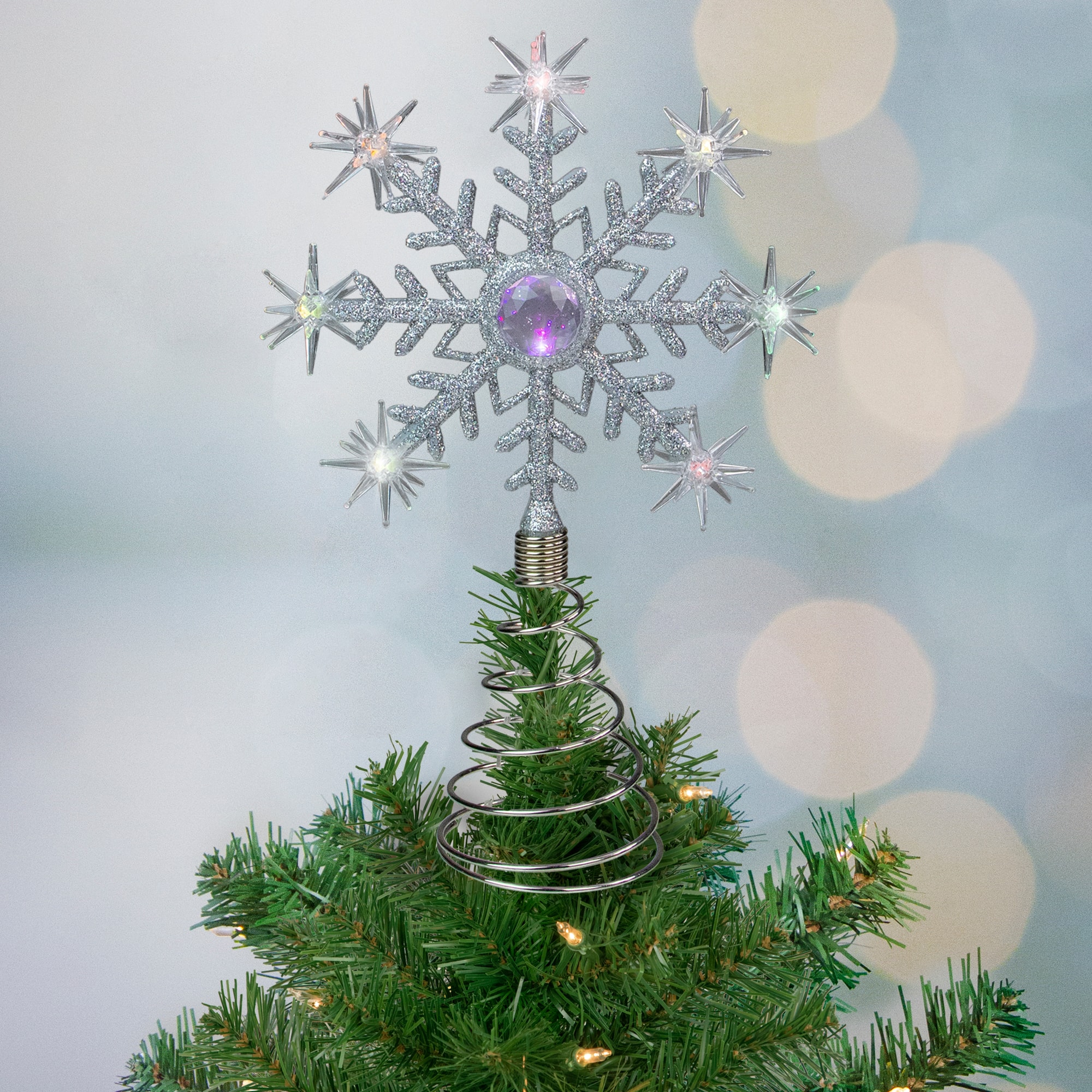 11" LED Lighted Coloring Changing Twinkling Snowflake Christmas Tree Topper