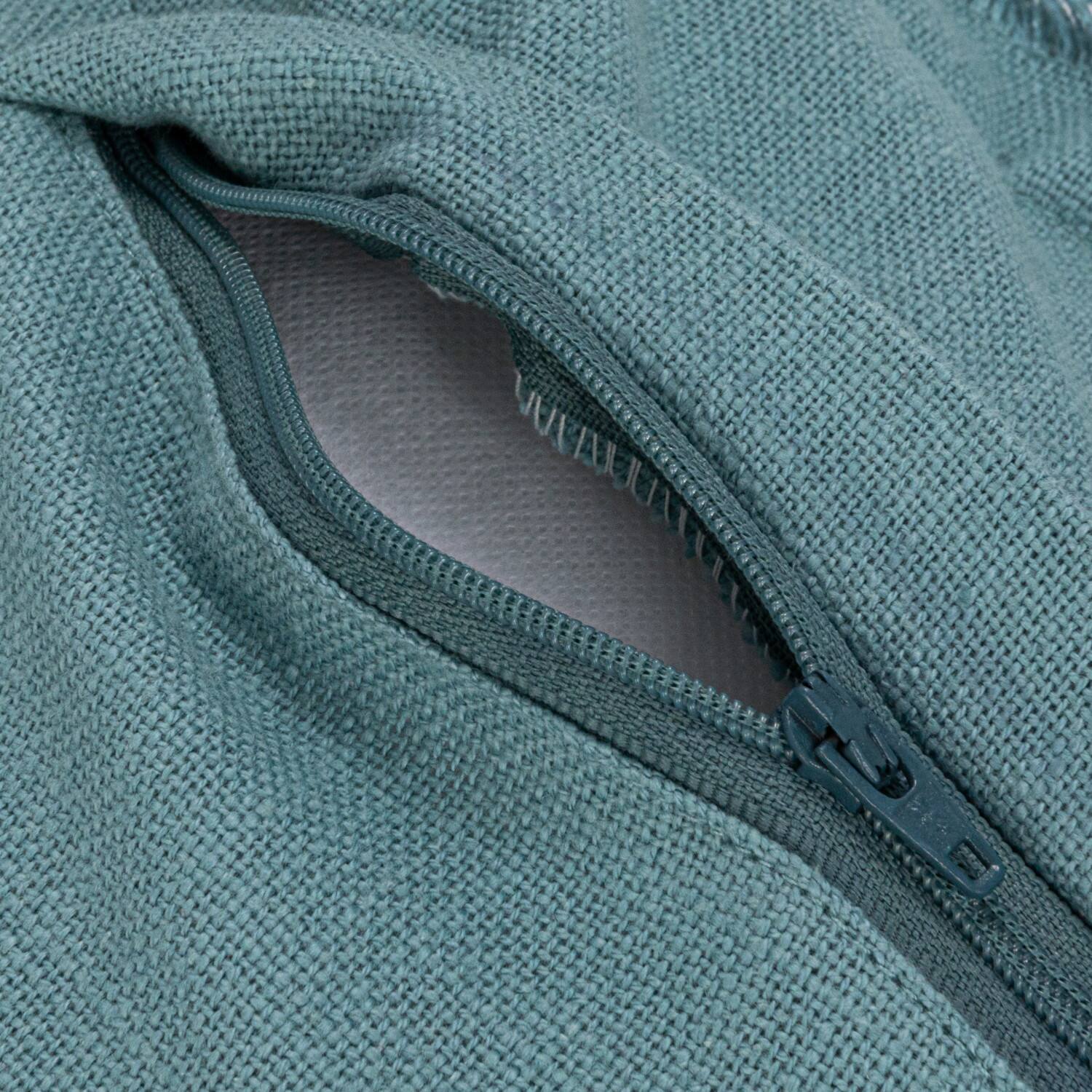 Hello Honey® 20" Blue & Brown Striped Woven Linen Fringed Pillow