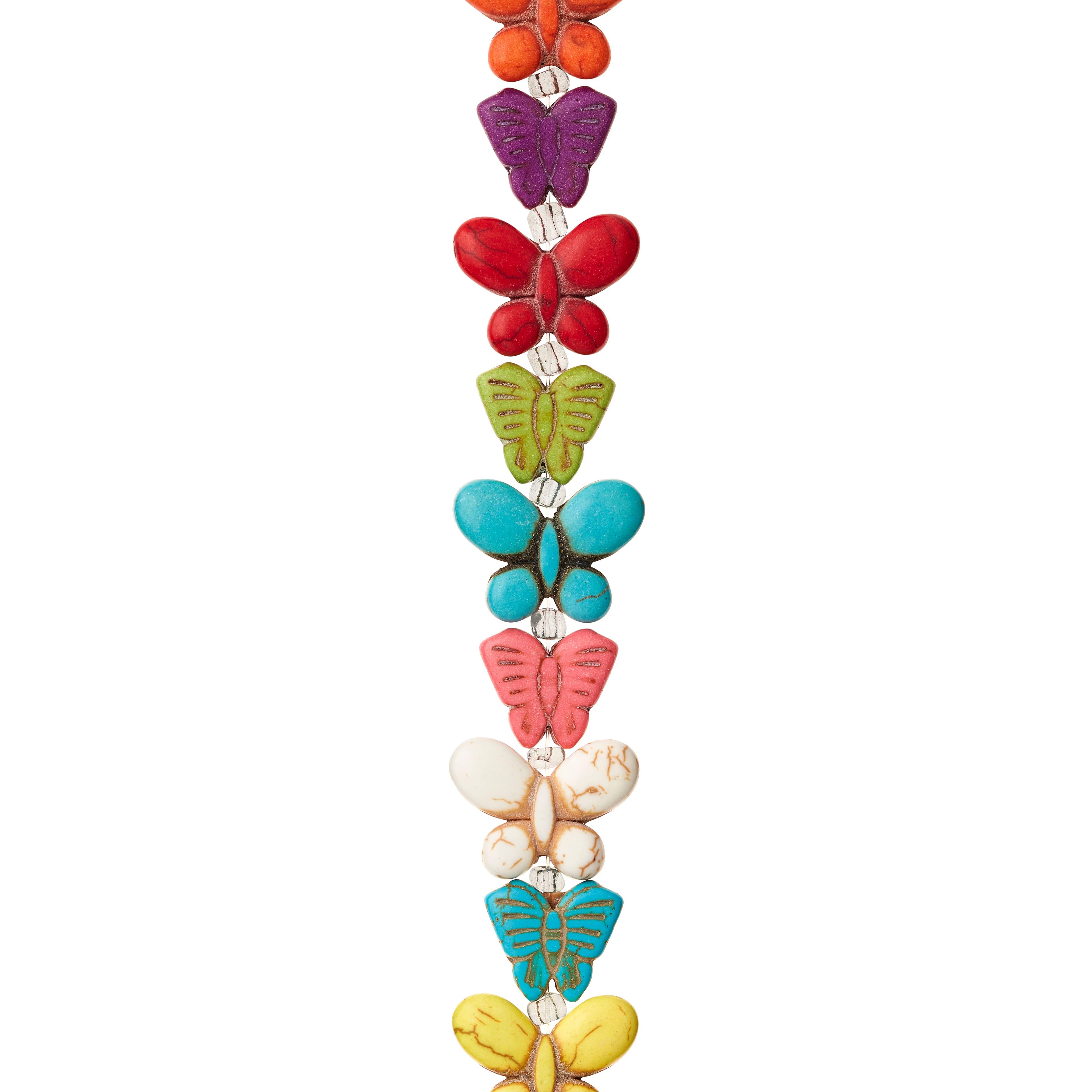 12 Pack: Multicolor Reconstituted Dyed Stone Butterfly Beads, 12mm by Bead Landing™