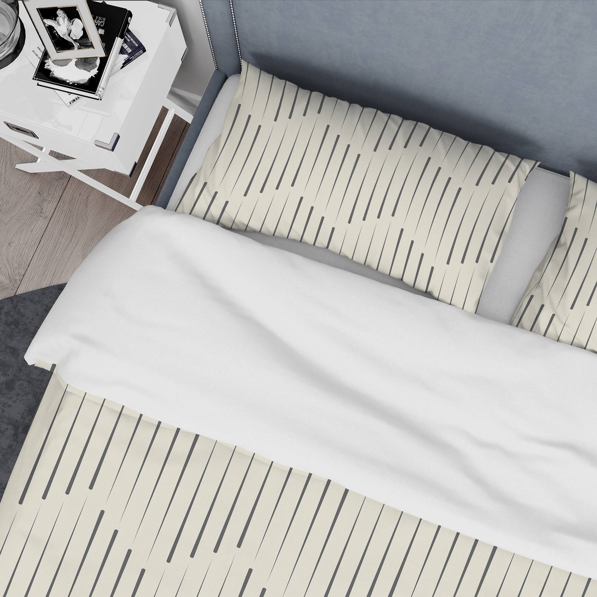 Designart &#x27;Zigzag Background Minimal Striped Design&#x27; Scandinavian Bedding Set - Duvet Cover &#x26; Shams