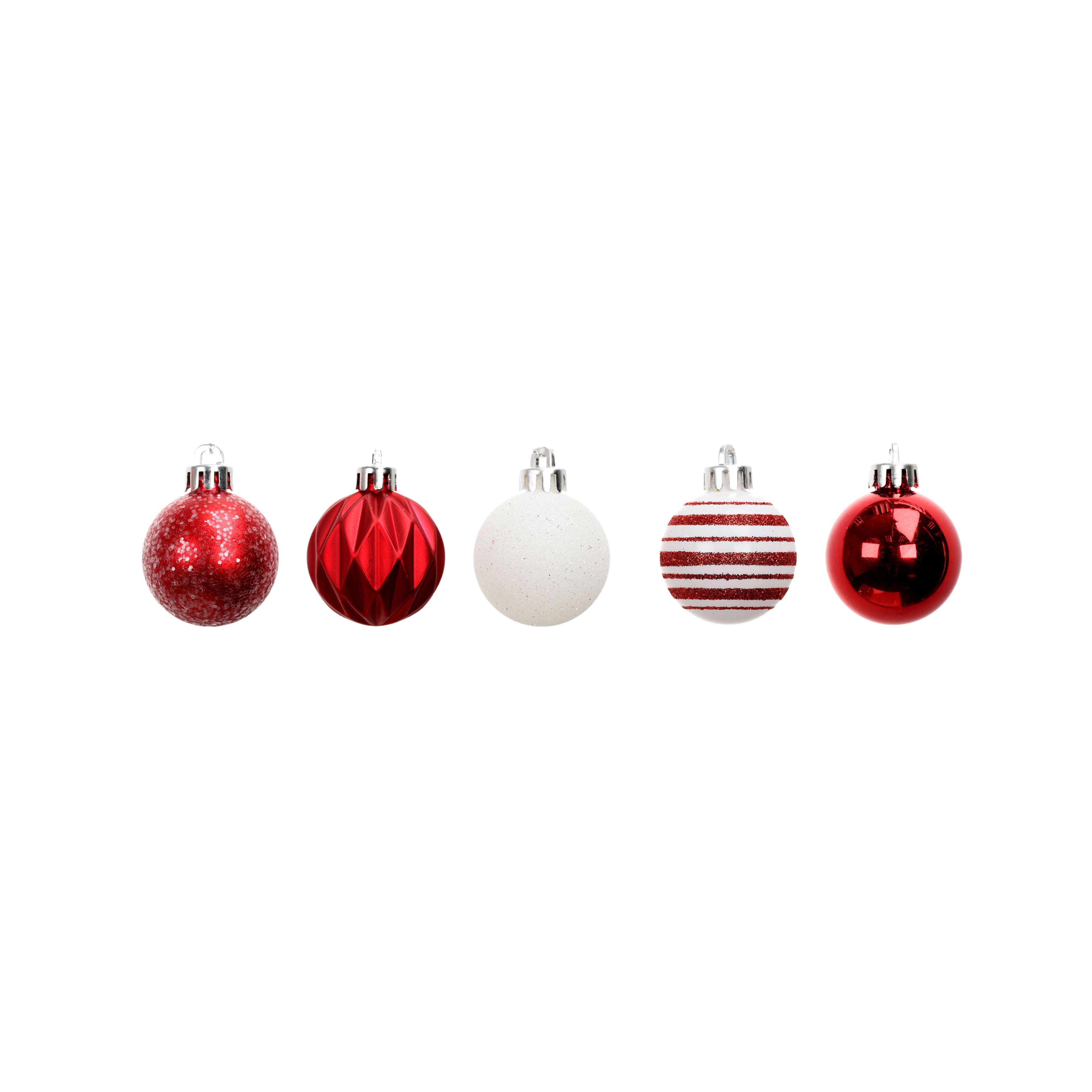 Assorted Red &#x26; White Ball Plastic Ornament Tube by Ashland&#xAE;, 1pc