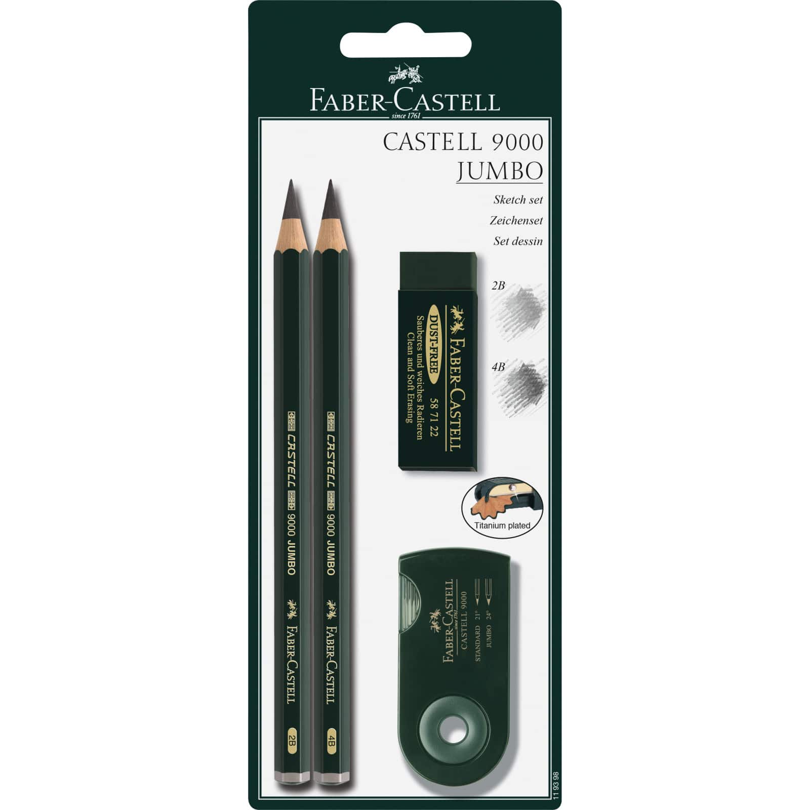 6 Pack: Faber-Castell 9000 Jumbo Graphite Pencil Sketch Set