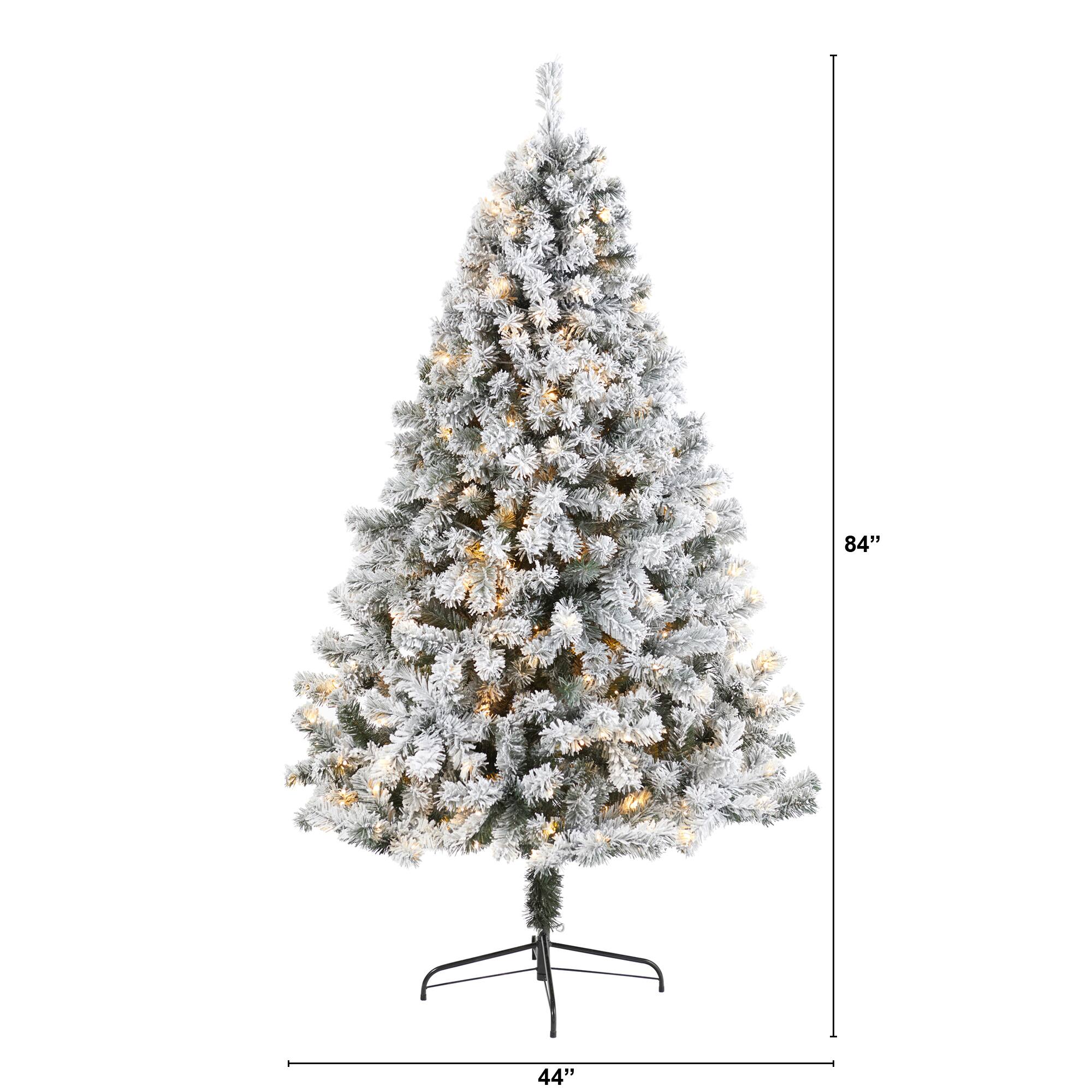 7ft. Pre-Lit Flocked West Virginia Fir Artificial Christmas Tree, Clear LED Lights