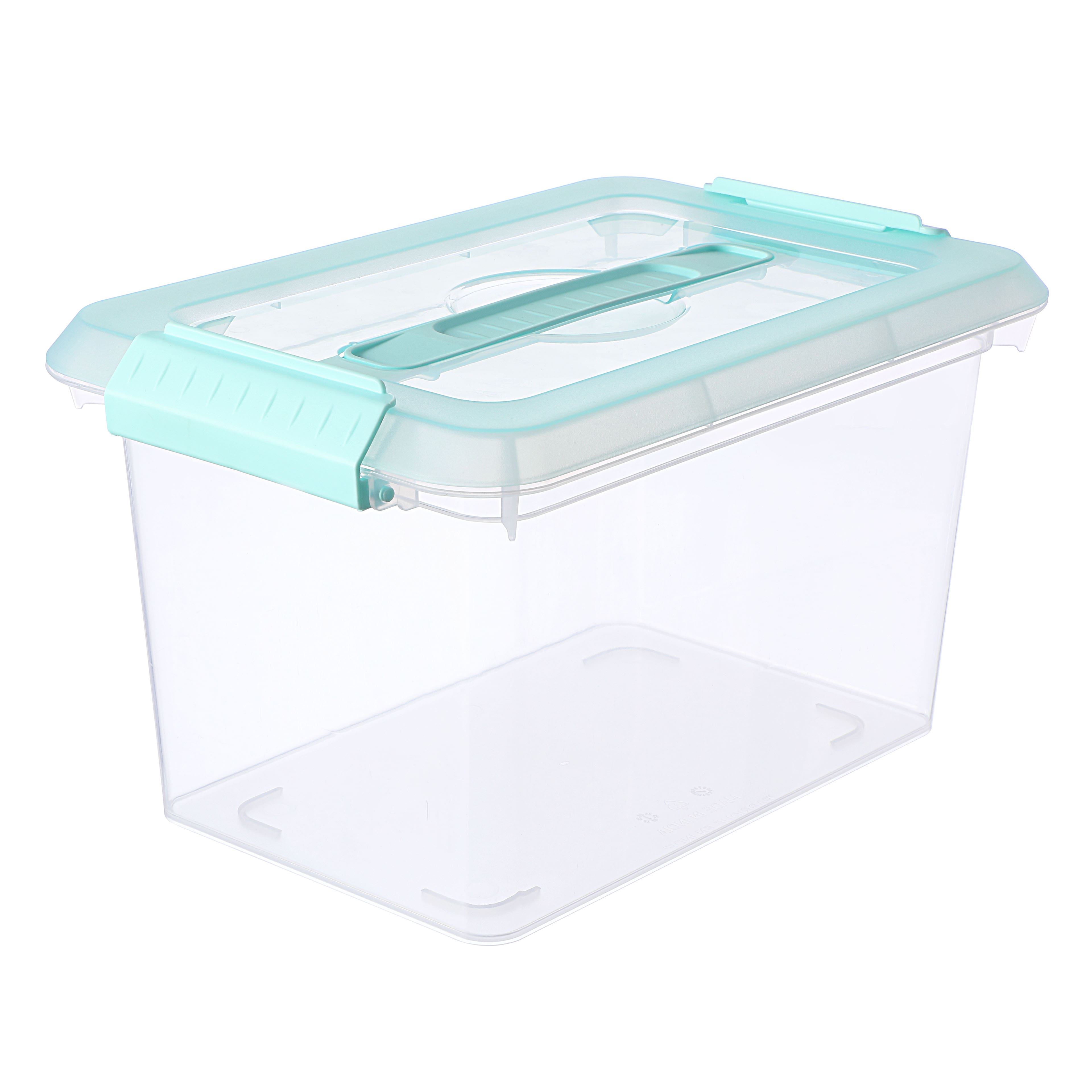 Homz 64 qt Secure Latching Large Clear Plastic Storage Bin w/ Gray Lid (4 Pack)