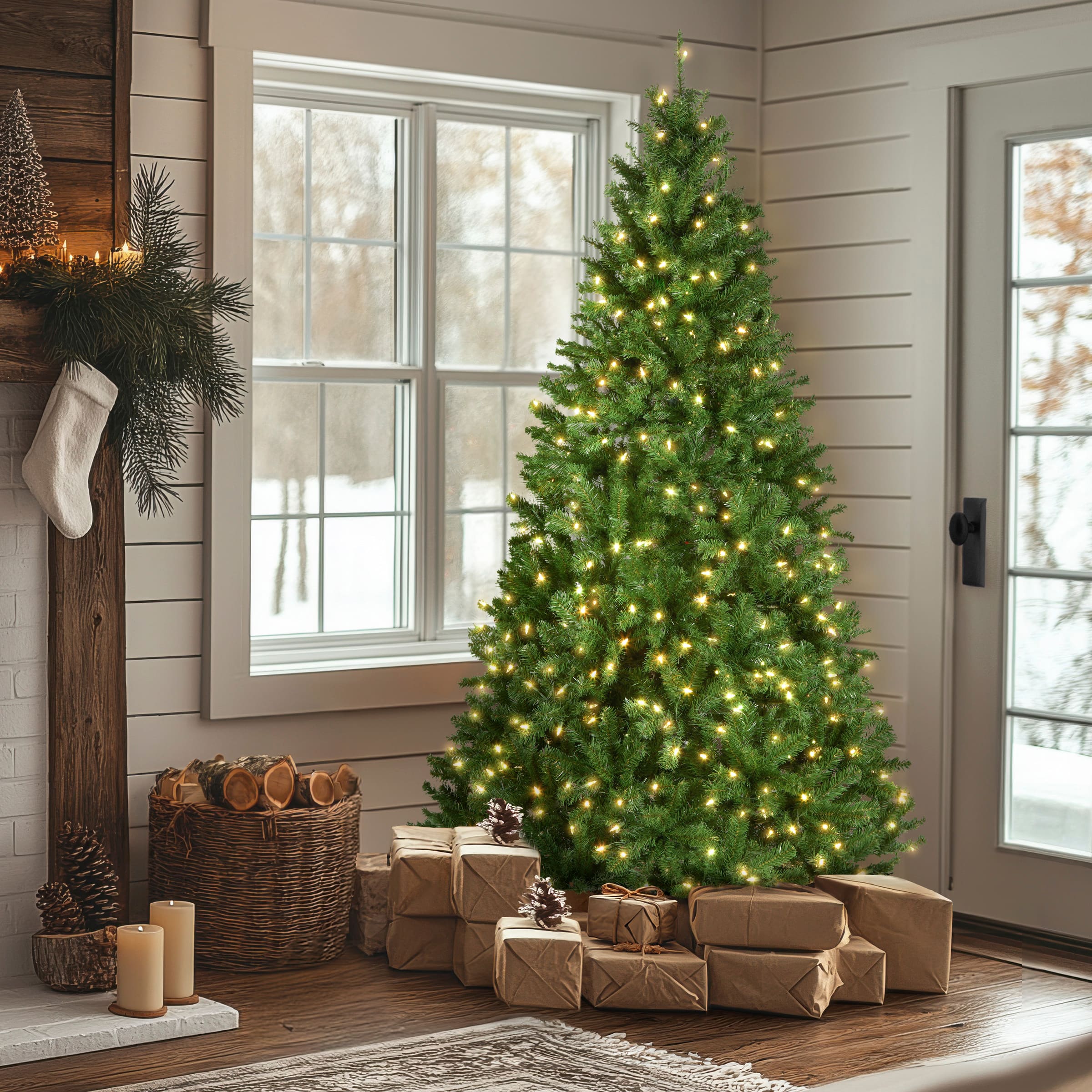 7.5ft. Pre-Lit PowerConnect™ North Valley Spruce Artificial Christmas Tree, Light Parade® LED Lights