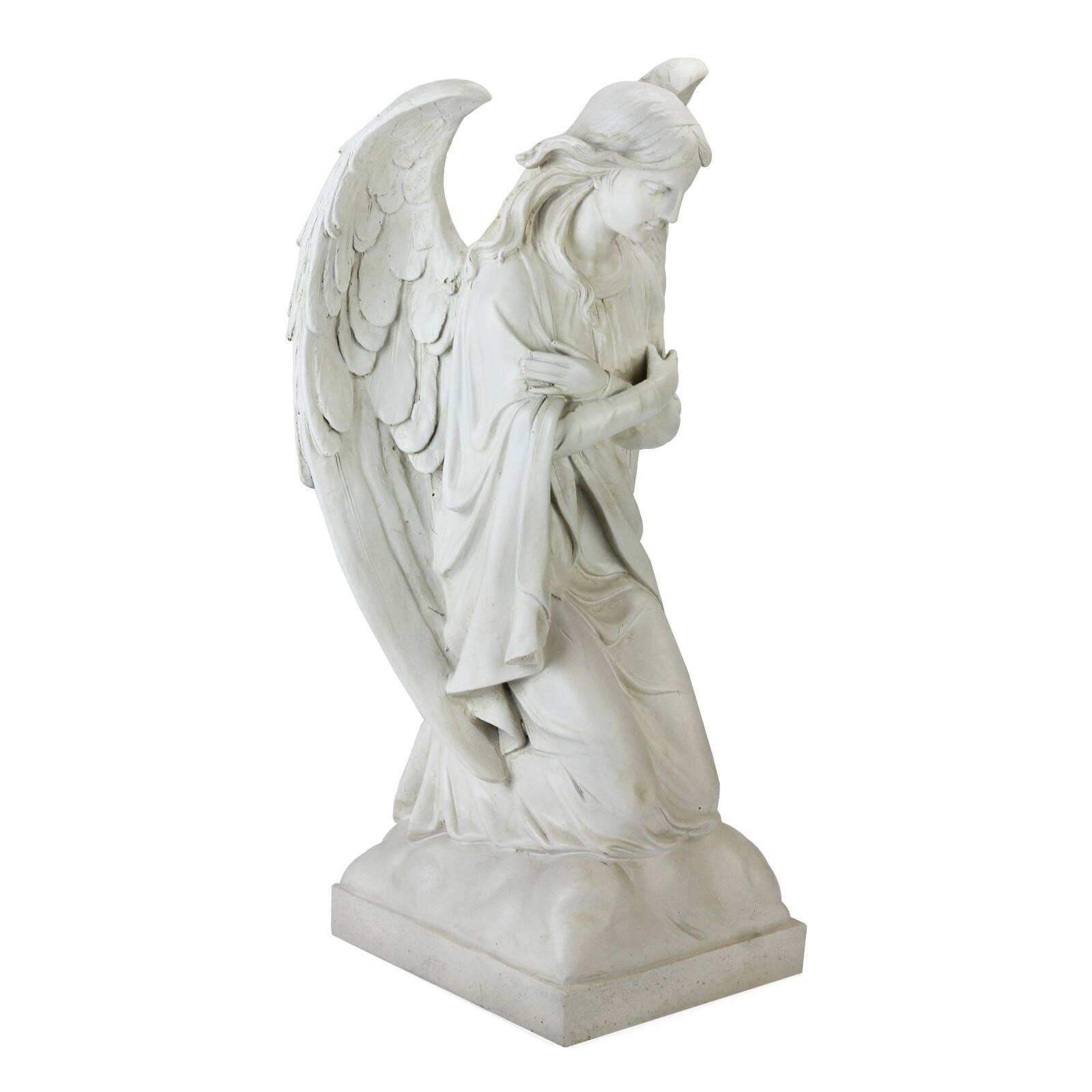 20.25" Ivory Kneeling Angel Outdoor Statue
