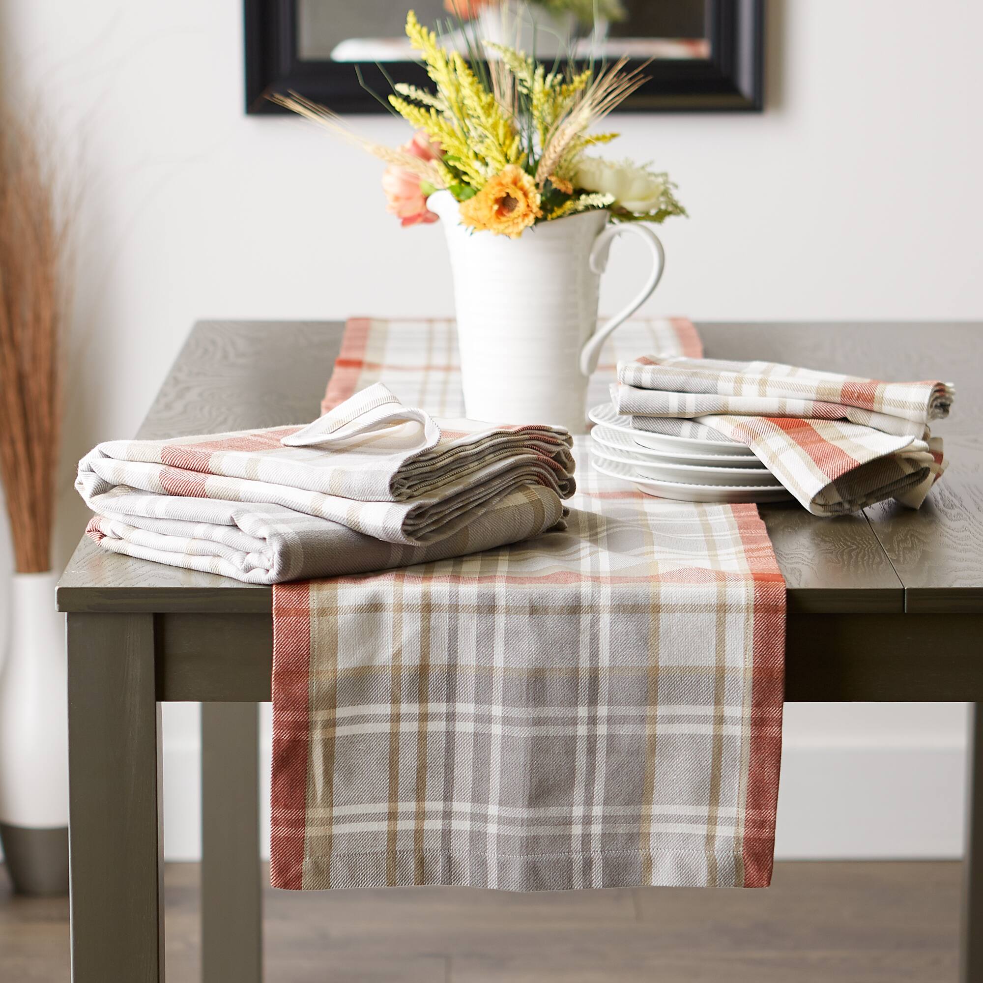 DII&#xAE; 52&#x22; Plaid Thanksgiving Cozy Picnic Tablecloth
