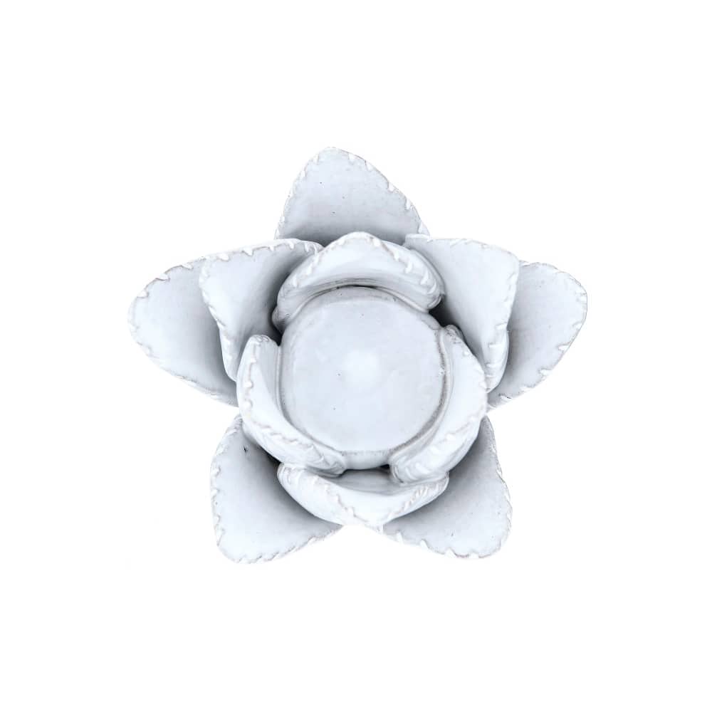 White Flower-Shaped Terracotta Tealight Candleholder