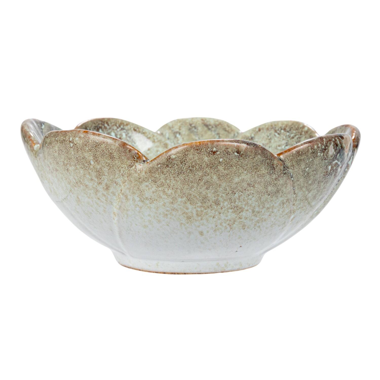 Hello Honey® 4.75" Blue & Brown Stoneware Flower Bowl with Reactive Glaze
