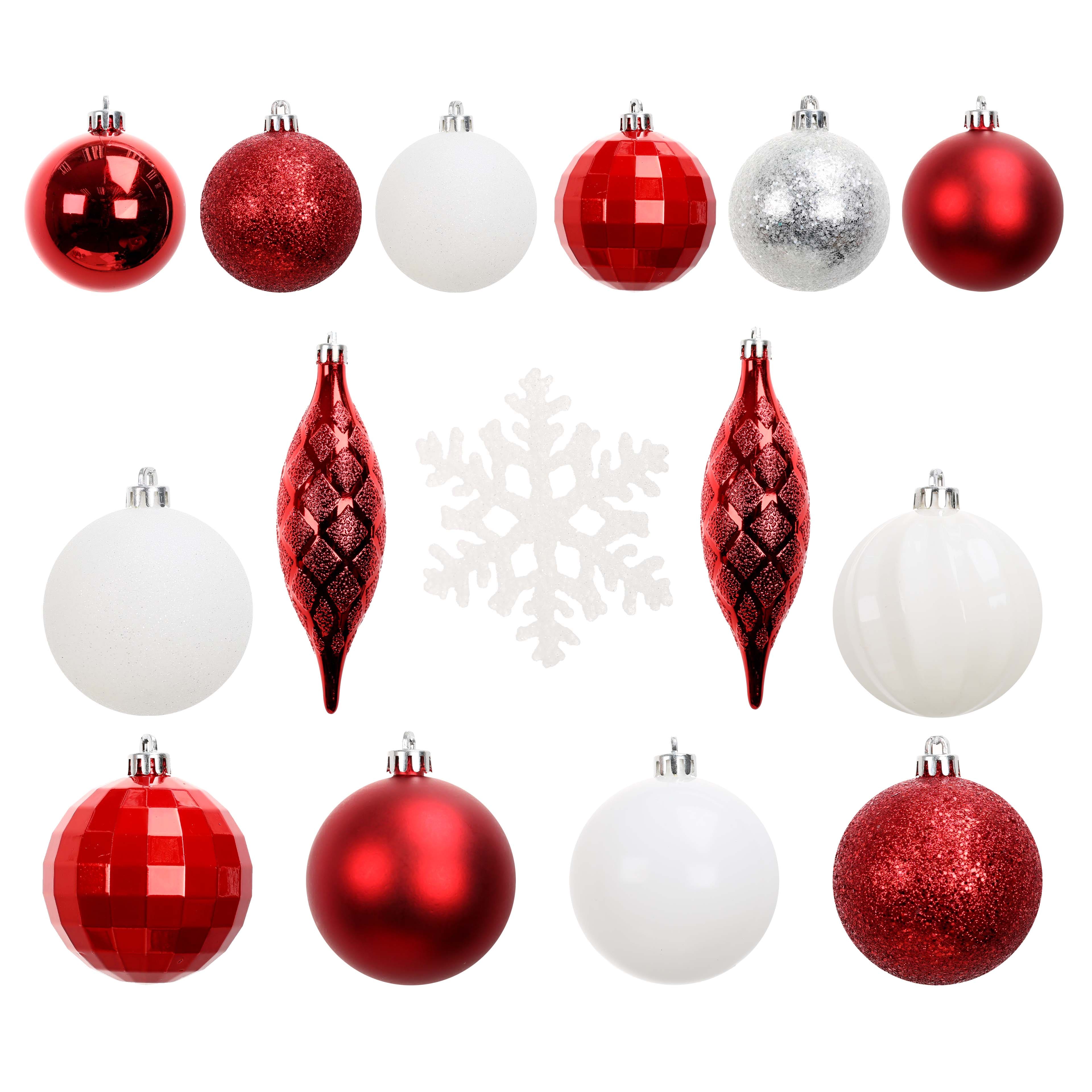 Assorted 40 Pack Red &#x26; White Mixed Ornaments by Ashland&#xAE;