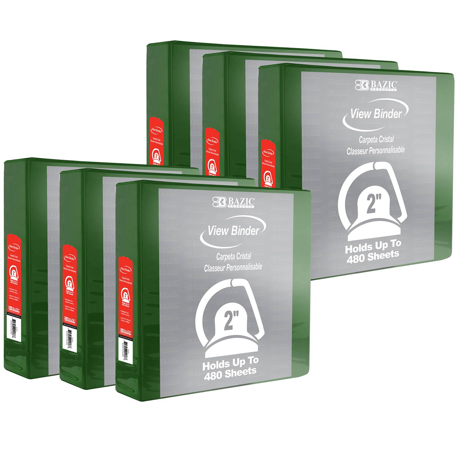 BAZIC® 2" Slant D Ring View Binder with 2 Pockets, 6ct.