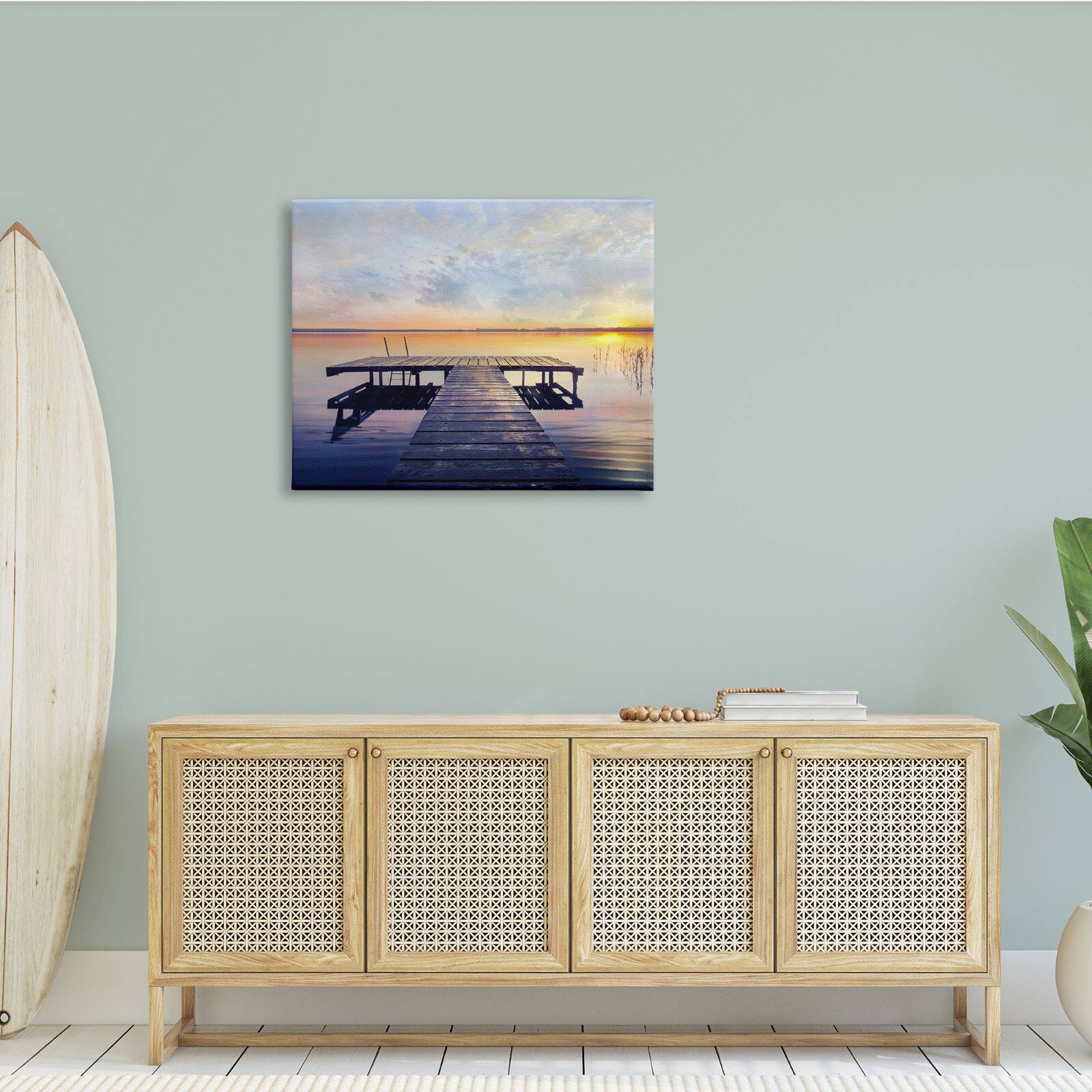 Stupell Industries Tranquil Lake Dock Sunset Nautical Summer Sanctuary Canvas Wall Art
