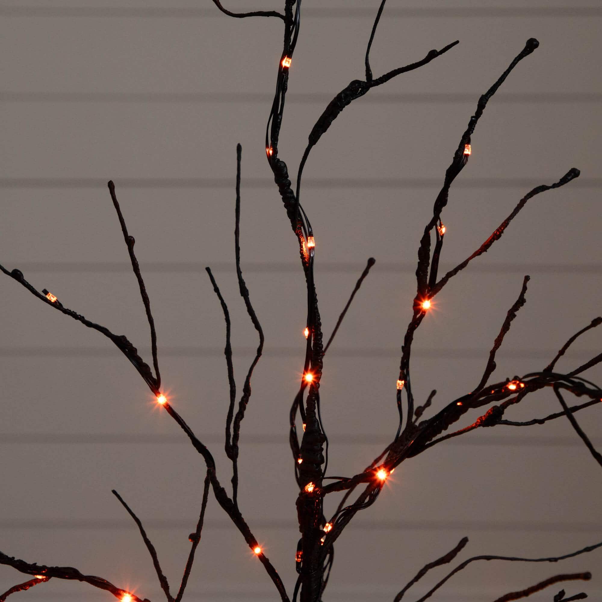 3ft. Pre-Lit Halloween Black Twig Artificial Tree with 80 Orange &#x26; Purple LED Lights
