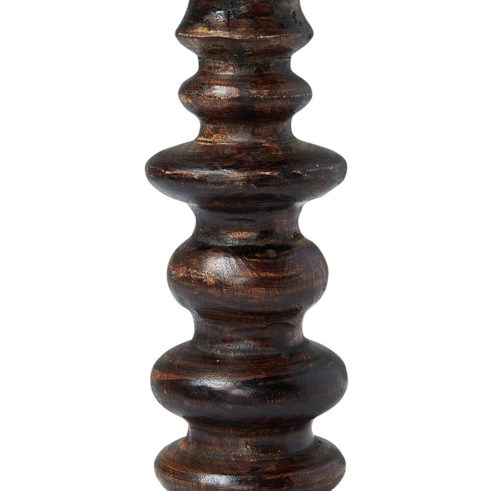 Hello Honey&#xAE; 9&#x22; Natural Carved Wood Pillar Candle Holder