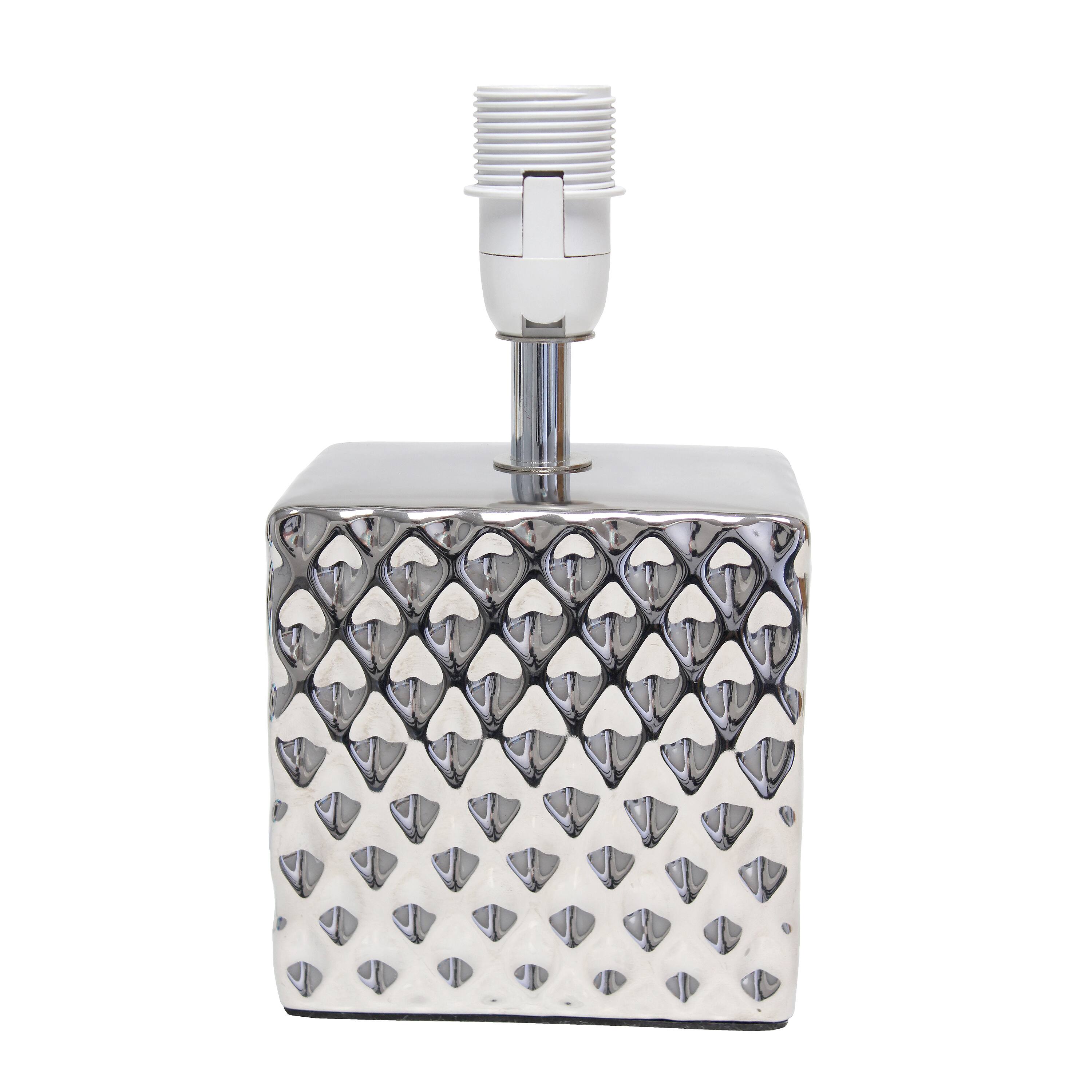 Simple Designs 12" Petite Hammered Chrome Square Table Lamp