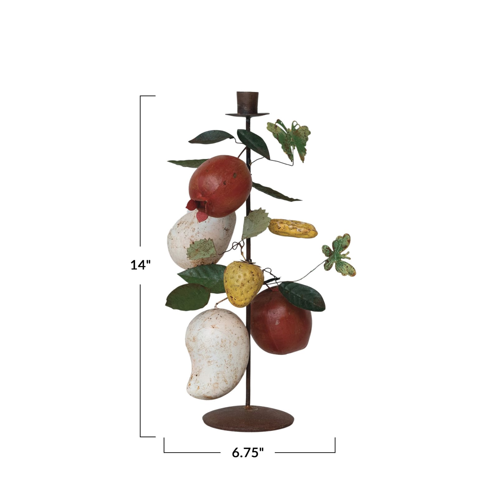 Hello Honey® 14" Multicolor Orchard Bounty Metal Taper Candle Holder