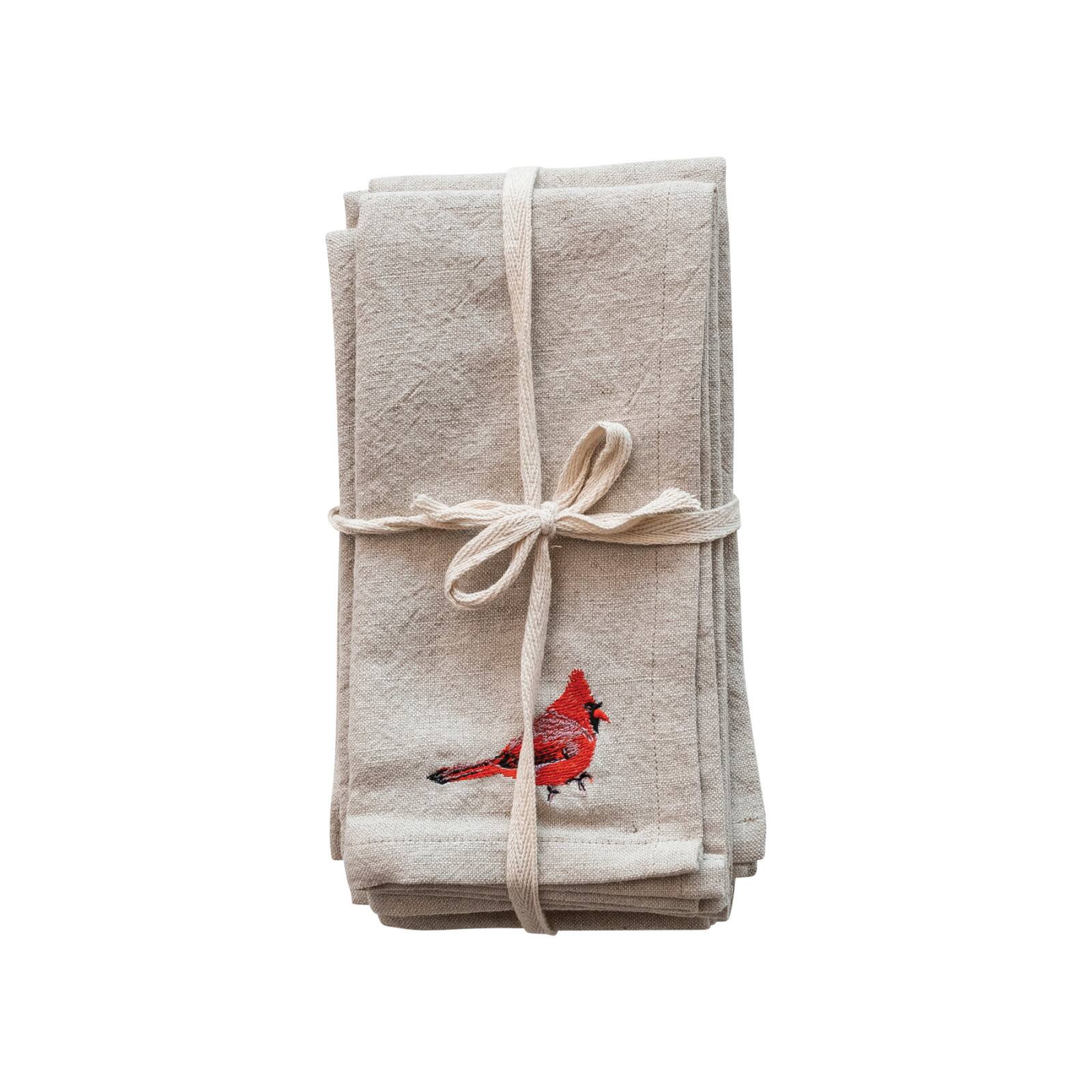 Hello Honey® 18" Cotton & Linen Embroidered Bird Napkin Set