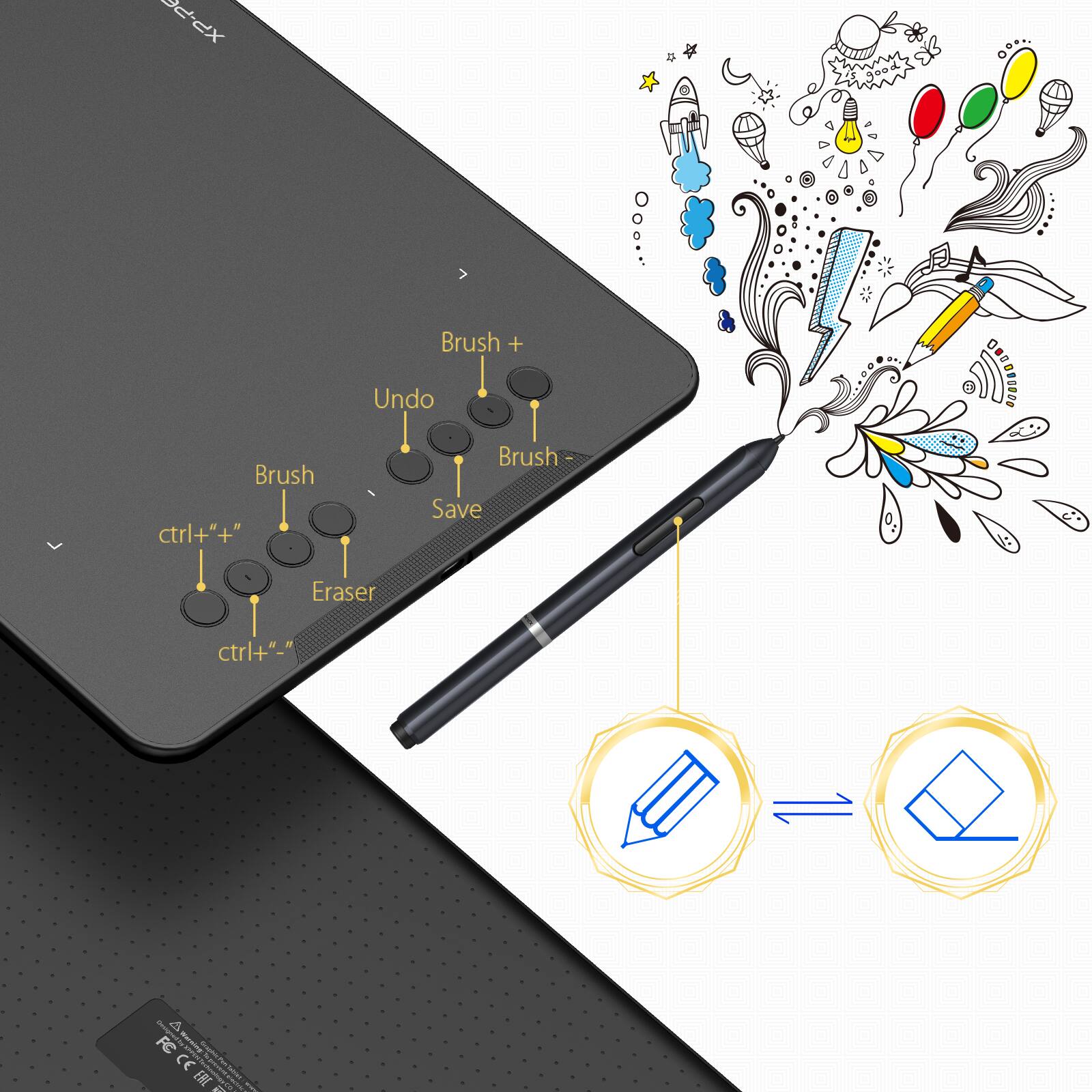 XPPen 10&#x22; x 6.25&#x22; Deco 01 Graphics Drawing Tablet