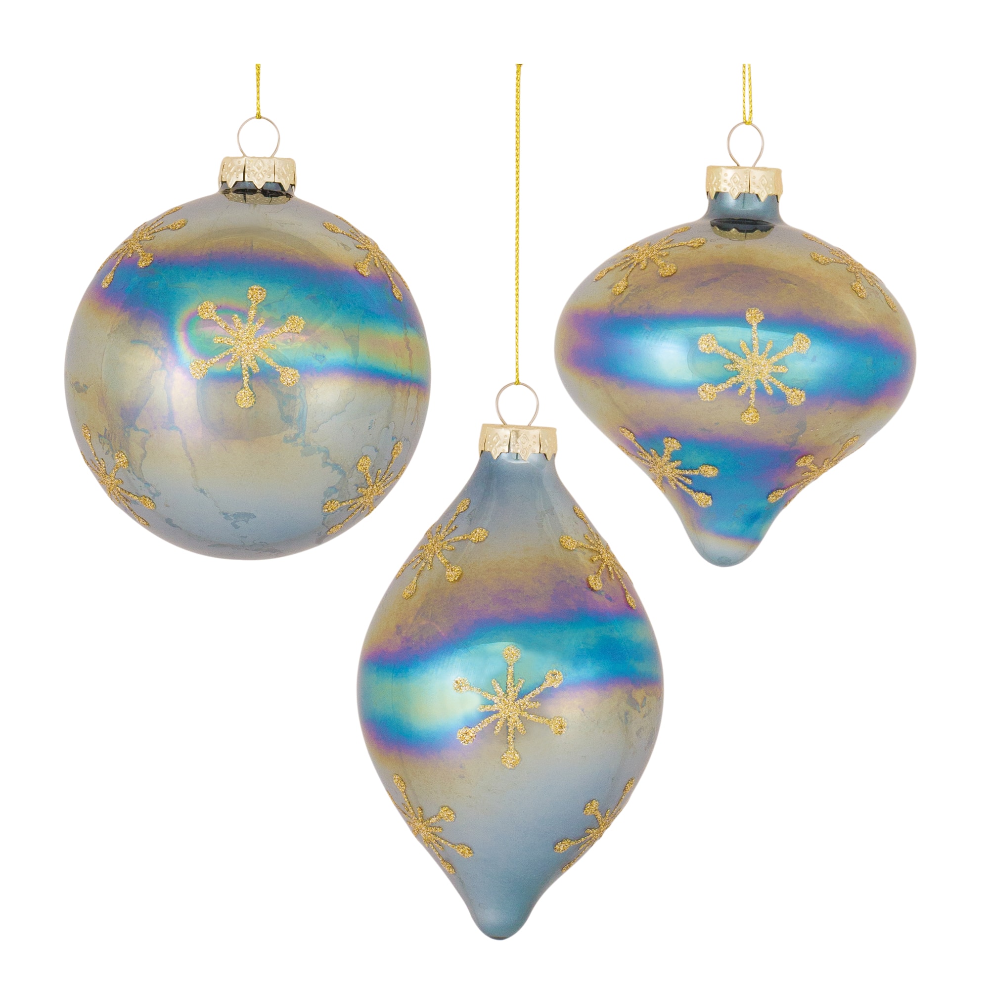 6ct. Iridescent Glass Snowflake Ornaments