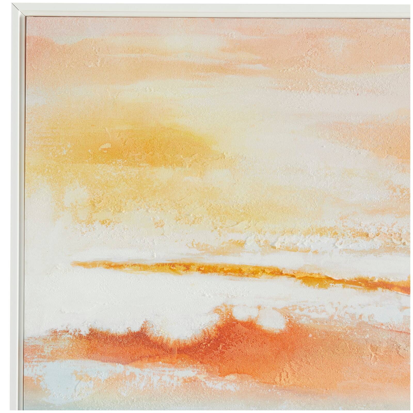 Multi Colored Canvas Abstract Sunset Landscape Framed Wall Art with White Frame 37&#x22; x 1&#x22; x 37&#x22;