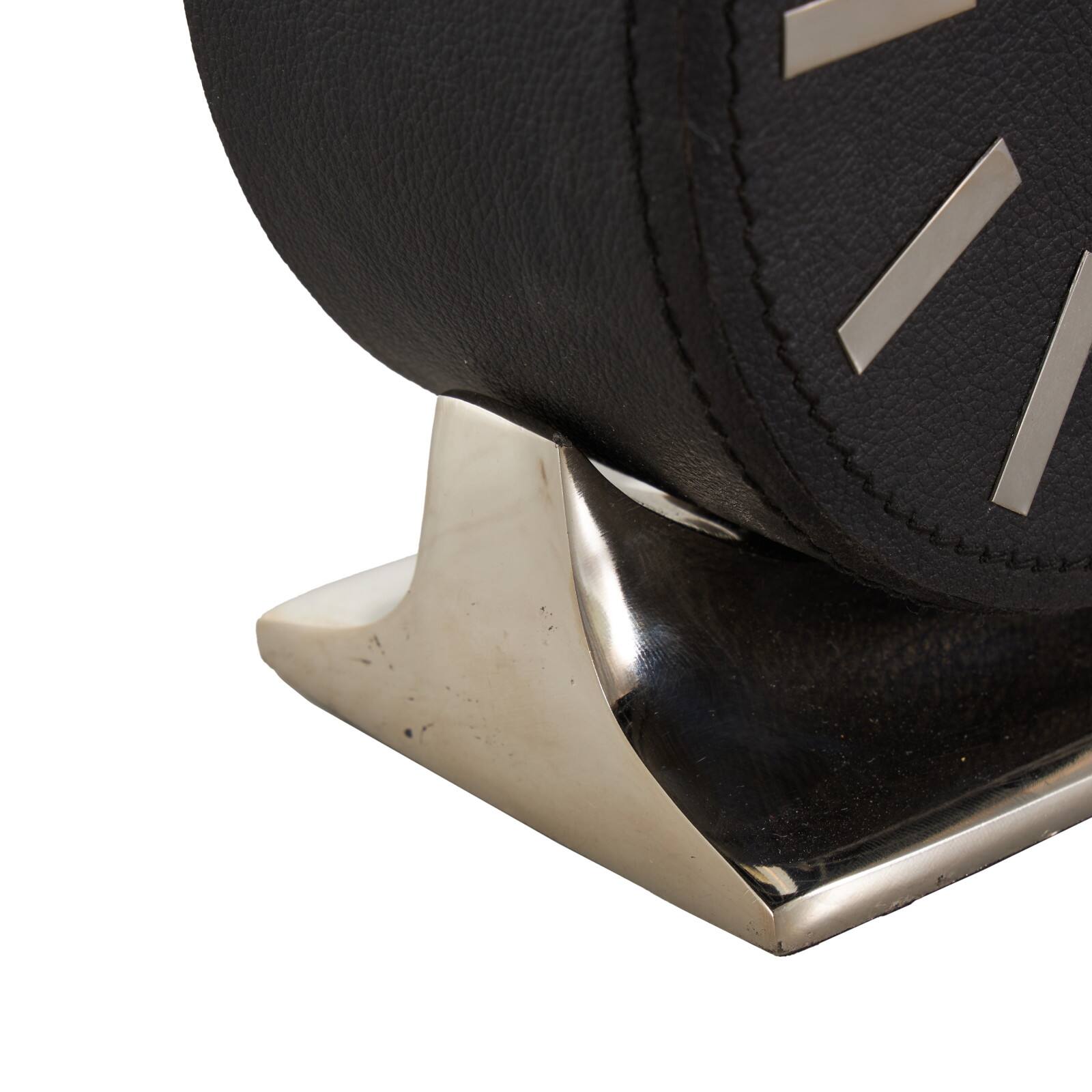 Faux Leather Round Decorative Clock with Rectangular Base