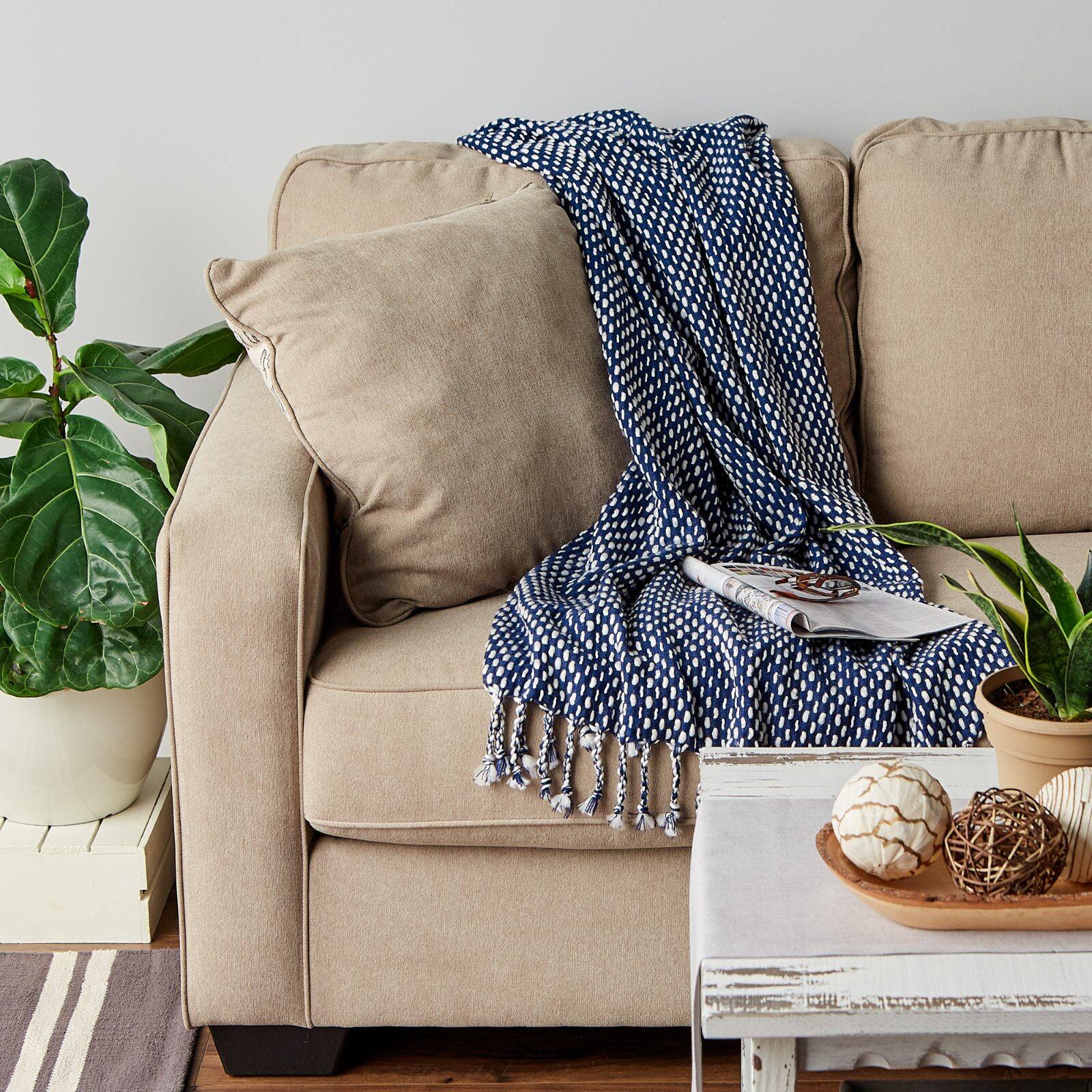 DII® Navy & White Textured Acrylic Throw