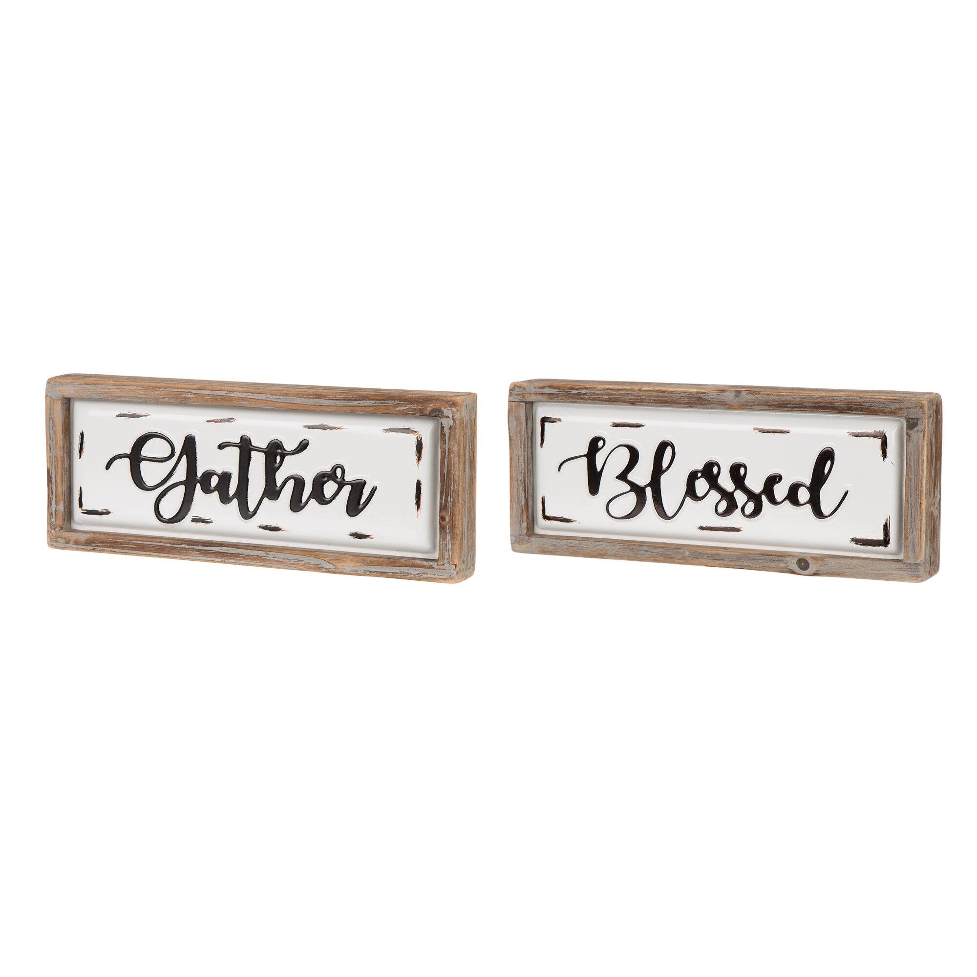 Shop for the Glitzhome® Gather & Blessed Table Décor Signs at