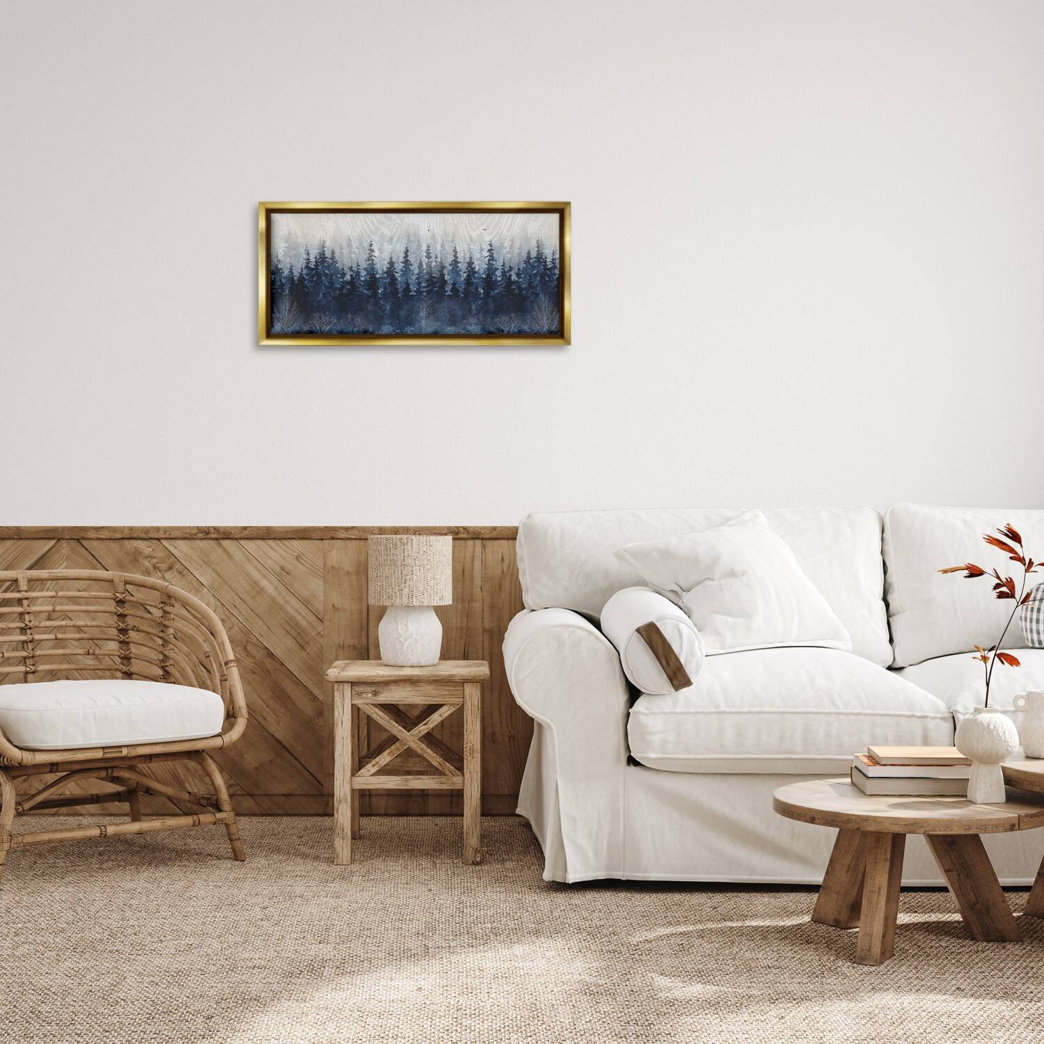 Stupell Industries Rustic Blue Forest Tree Line Floater Framed Art