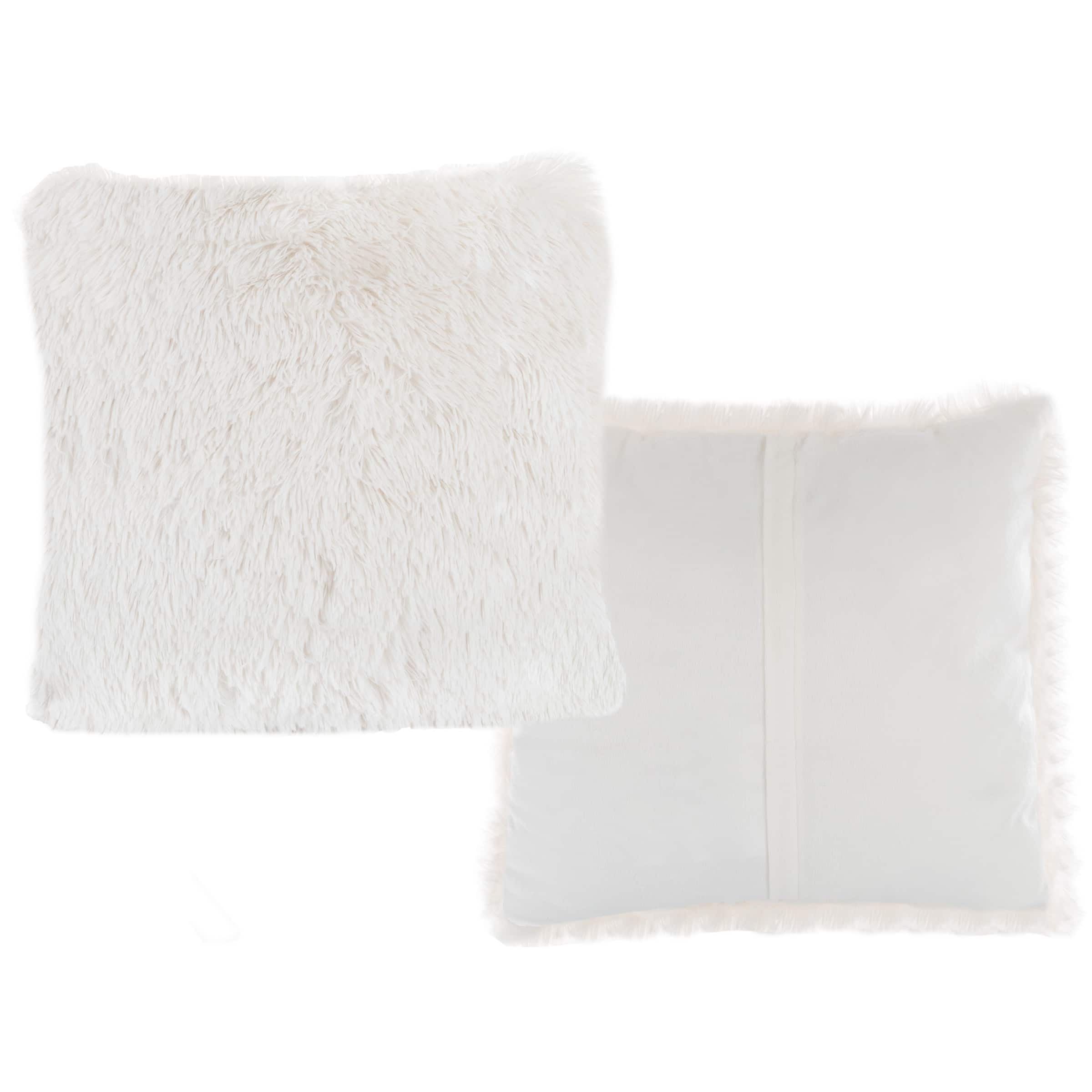 Hastings Home White Faux Fur Shag Pillows, 2ct.