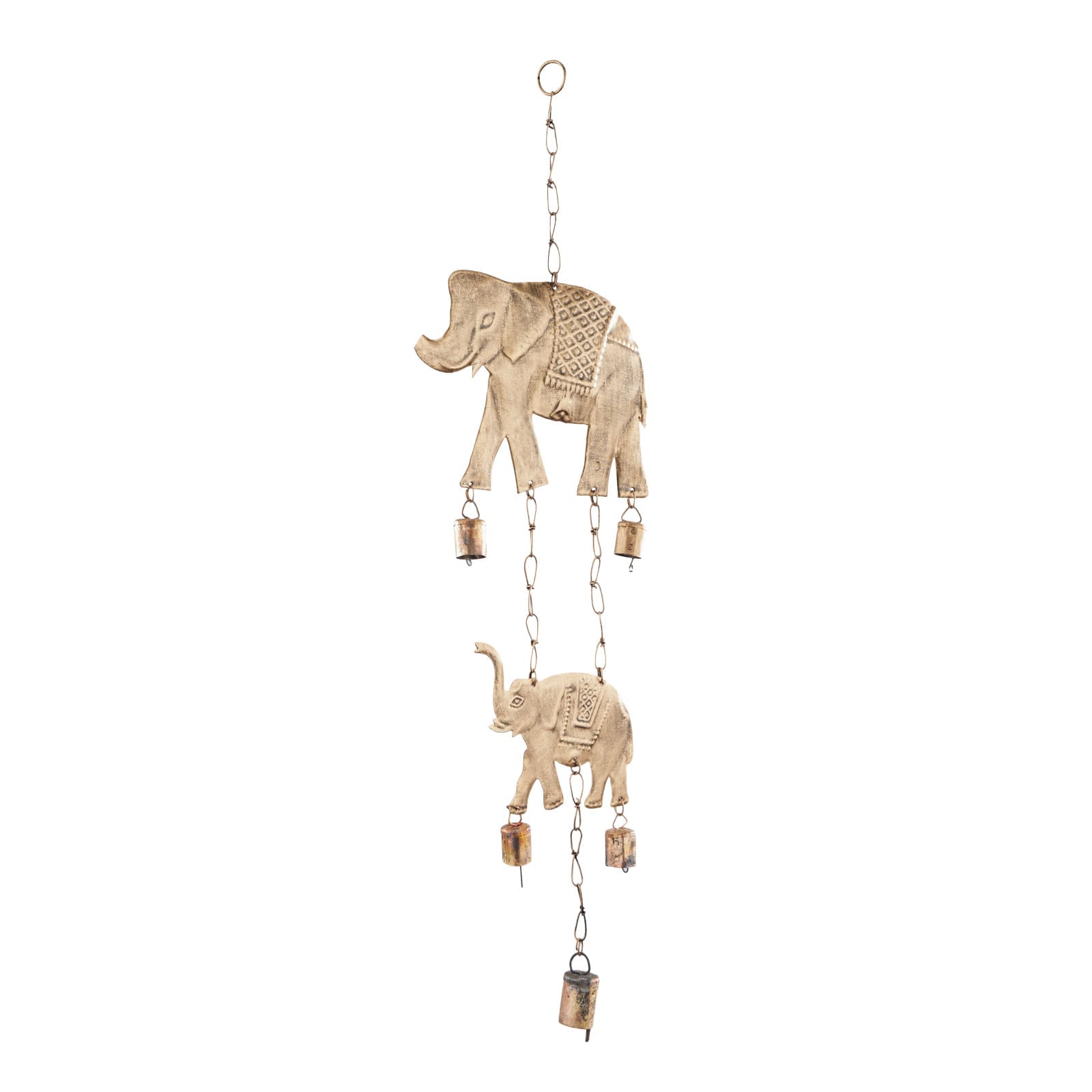 Brass Metal Eclectic Windchime, 10&#x22; x 2&#x22; x 28&#x22;