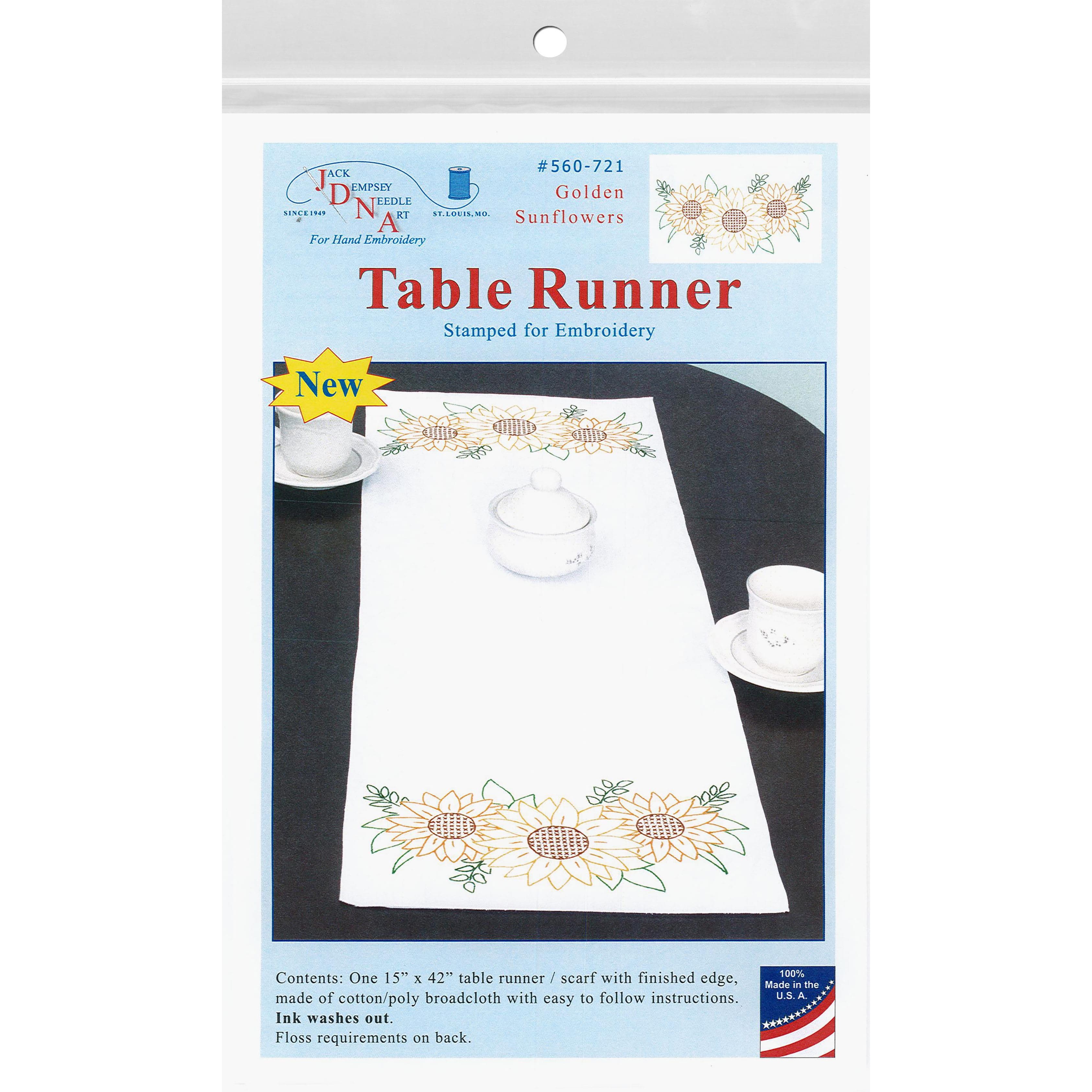 Jack Dempsey Golden Sunflowers Table Runner/Scarf