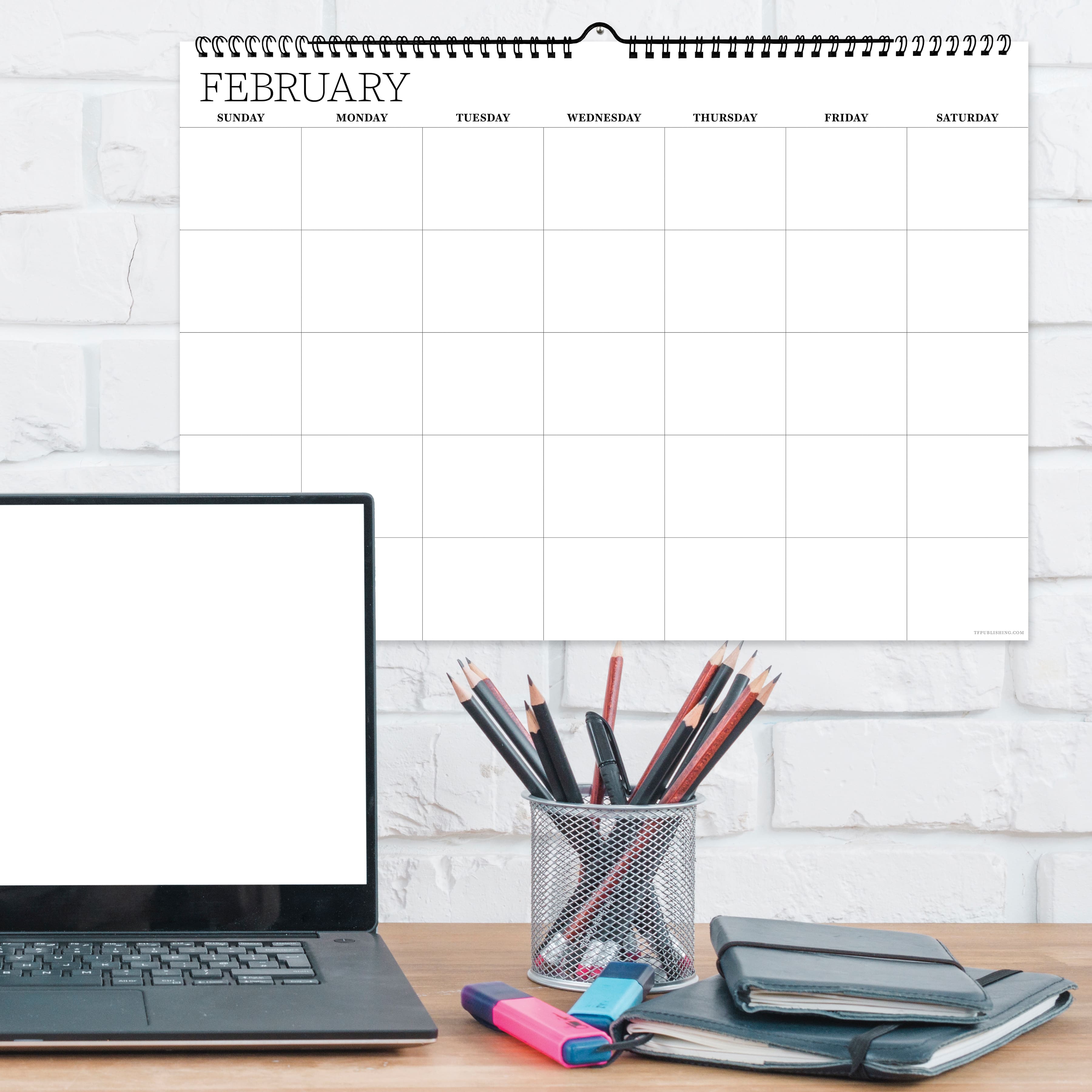 TF Publishing Medium Dry Erase Wired Hanging Horizontal Wall Calendar