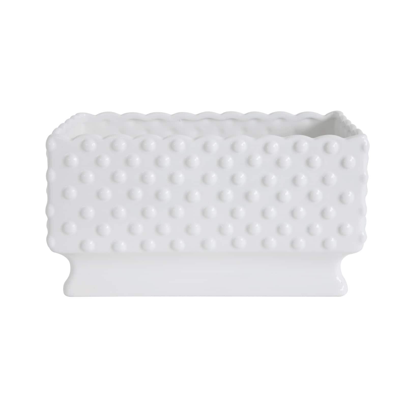 Hello Honey® 11" White Hobnail Rectangle Ceramic Planter