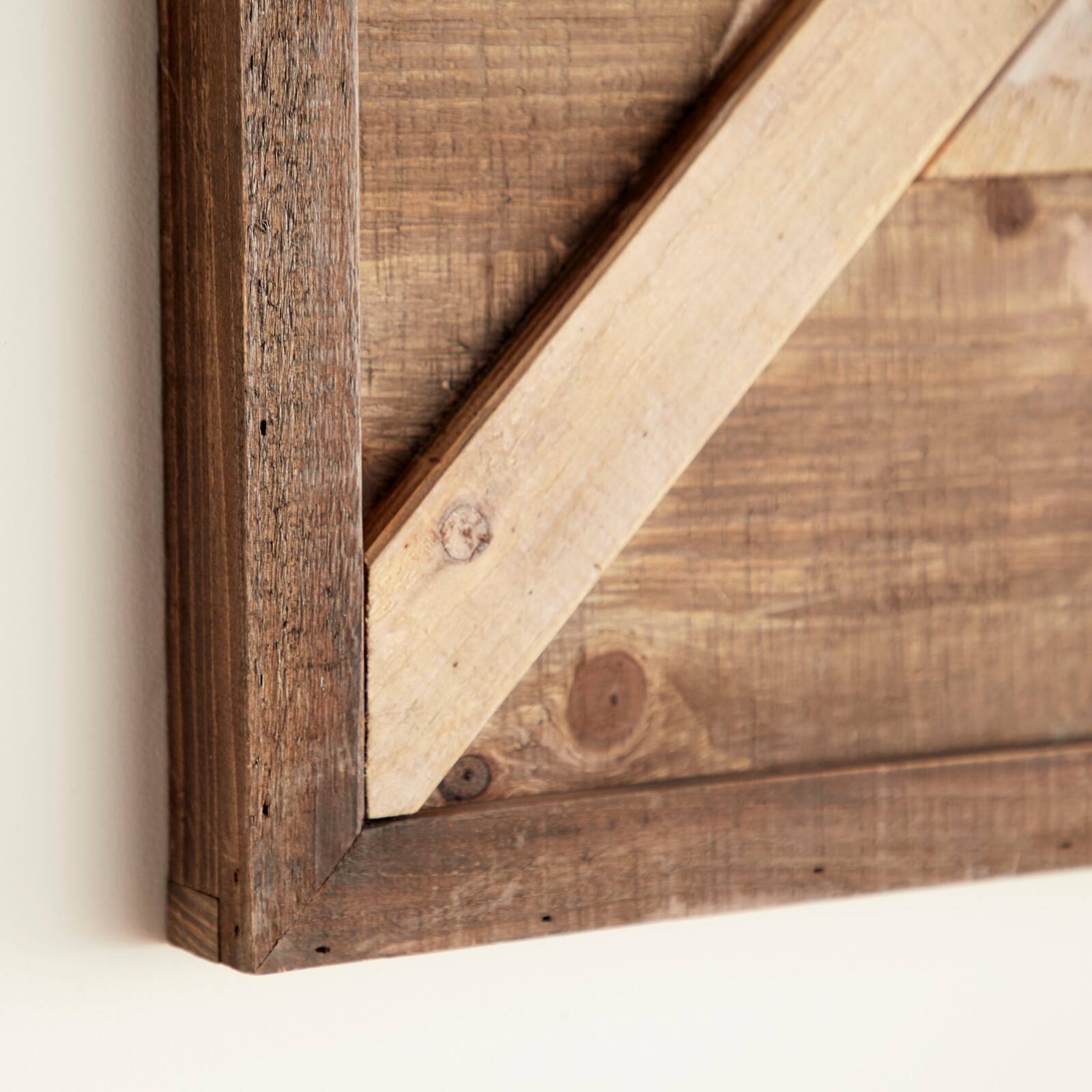 48" Brown Farmhouse Abstract Wood Wall Decor