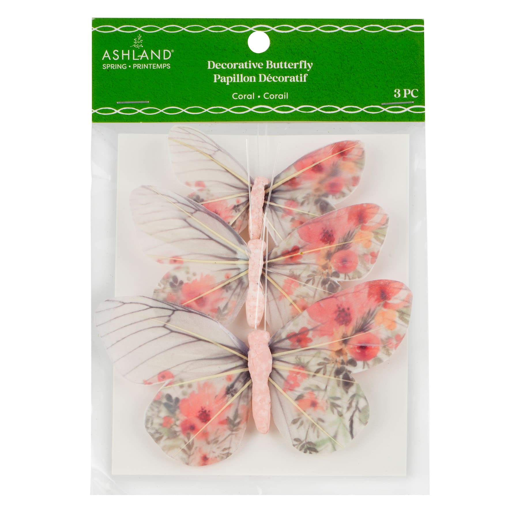 Coral Feather Decorative Butterfly by Ashland&#xAE;, 3ct.