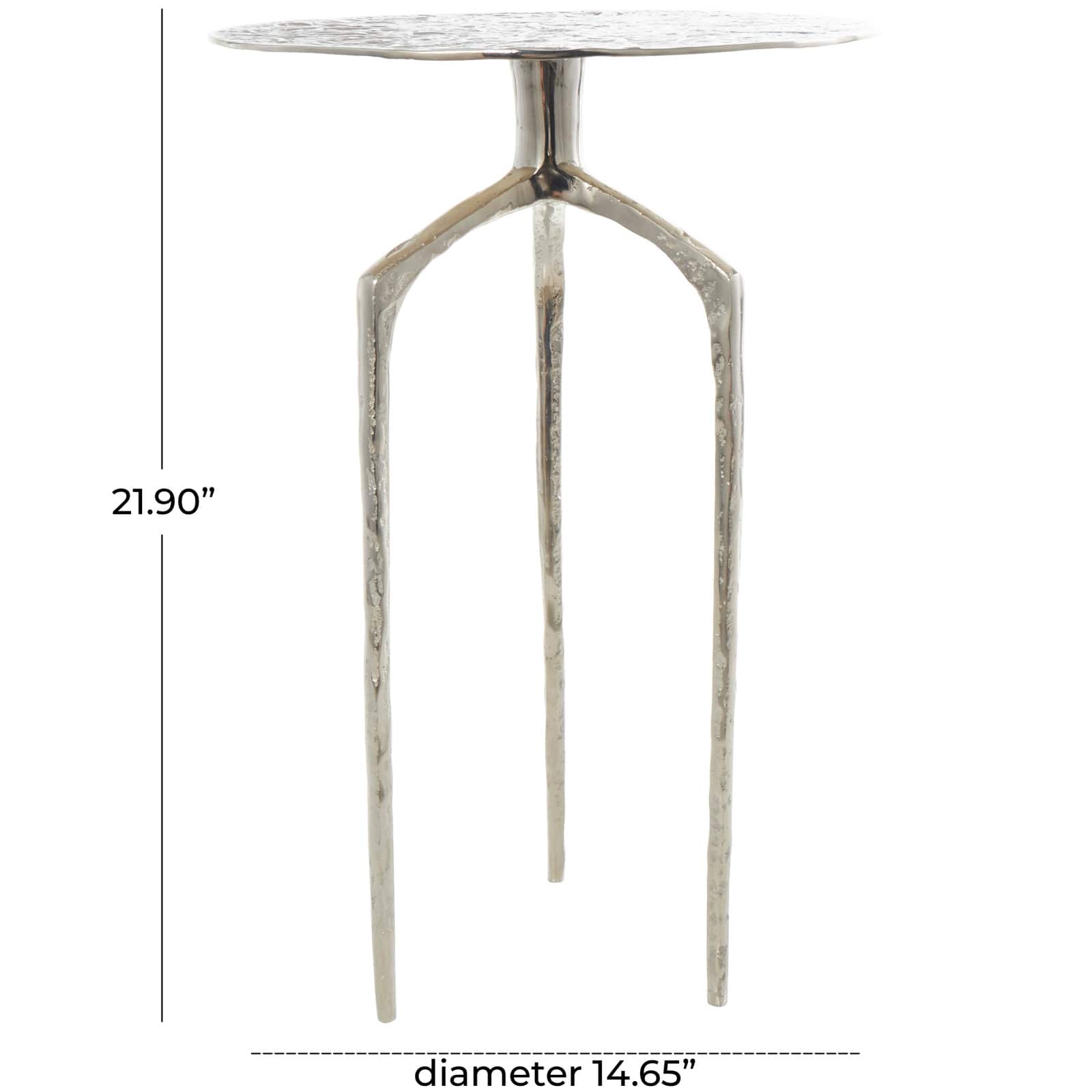 Silver Aluminum Geometric Slim Textured Accent Table